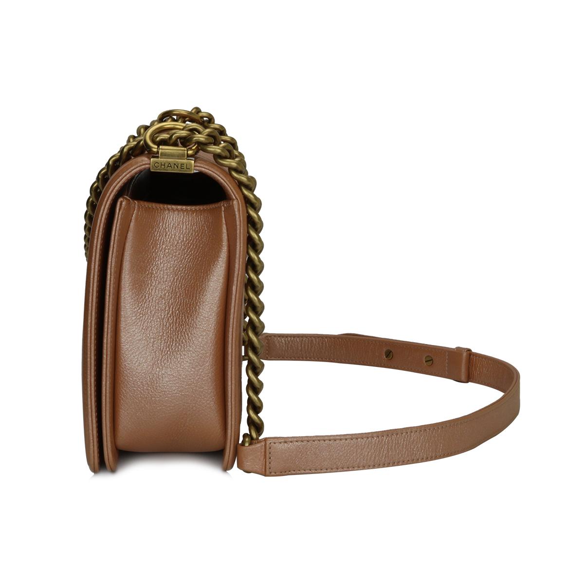 CHANEL New Medium Quilted Boy Bag Iridescent Rose Gold Calfskin with GHW 2015 In Good Condition In Huddersfield, GB