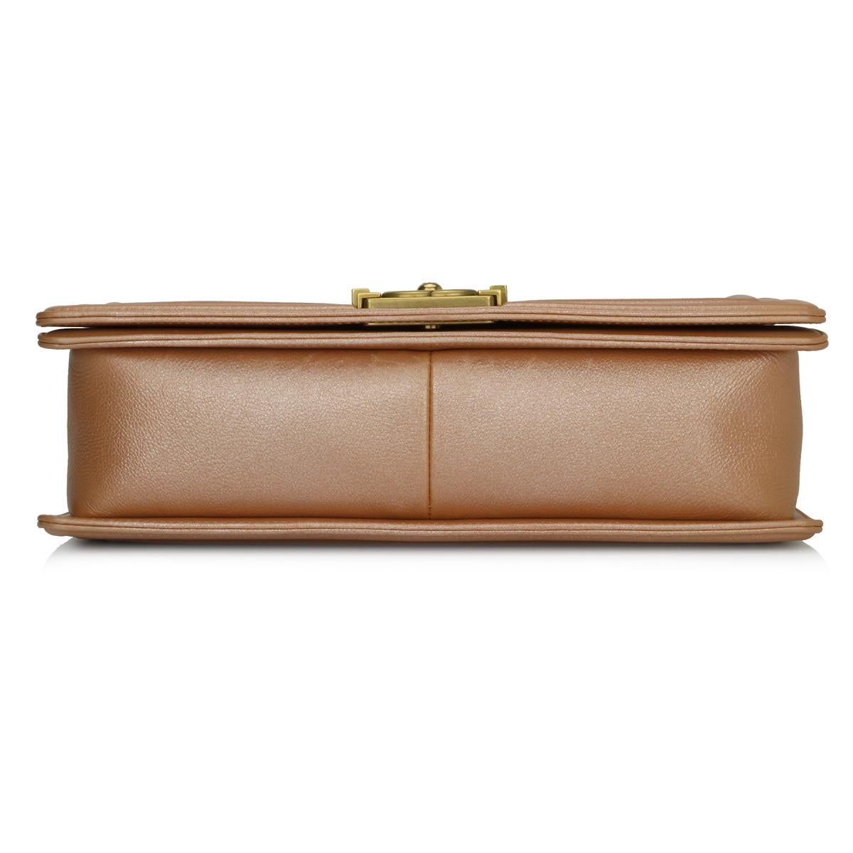 Women's or Men's CHANEL New Medium Quilted Boy Bag Iridescent Rose Gold Calfskin with GHW 2015