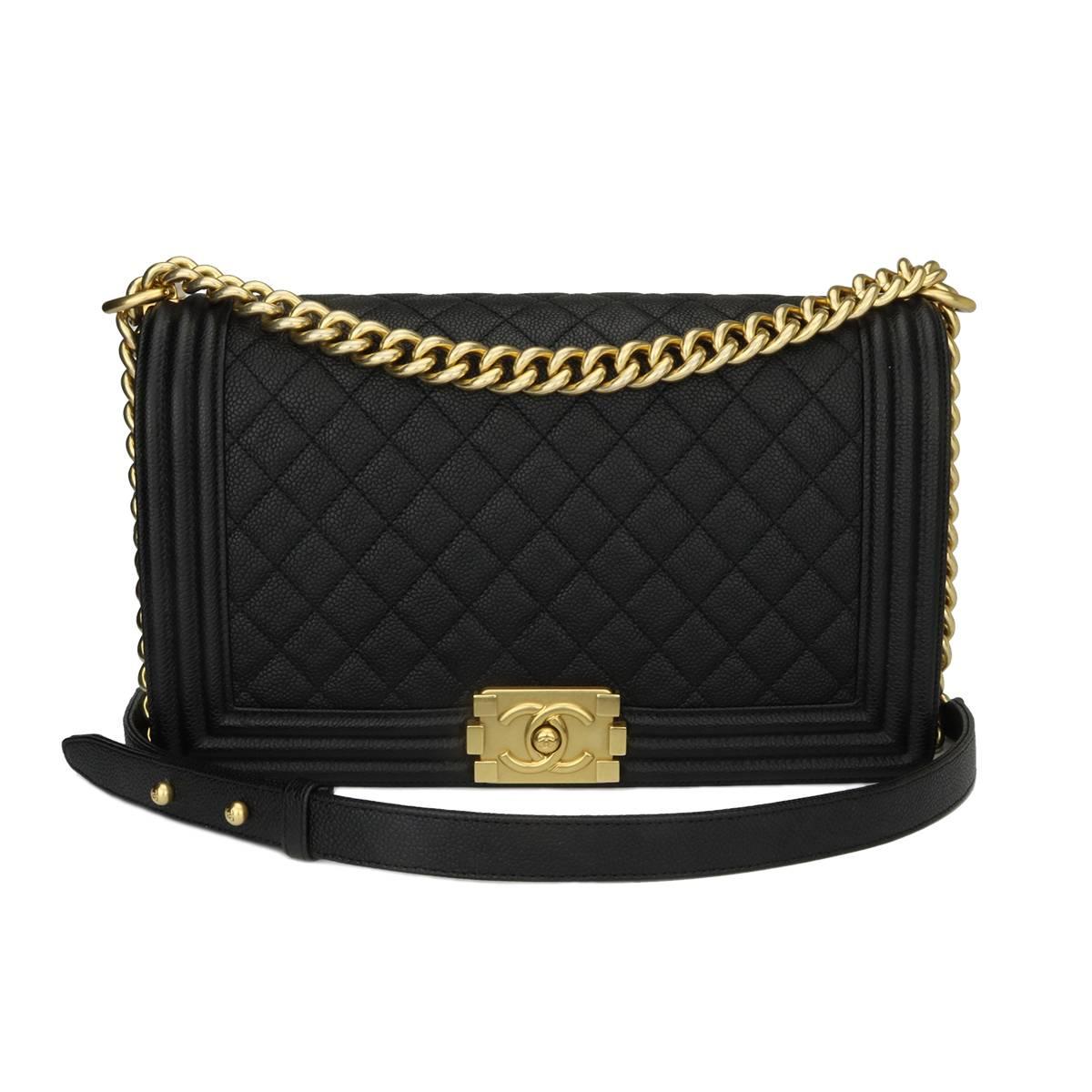 Chanel Medium Quilted Boy Black Caviar with Brushed Gold Hardware, 2016