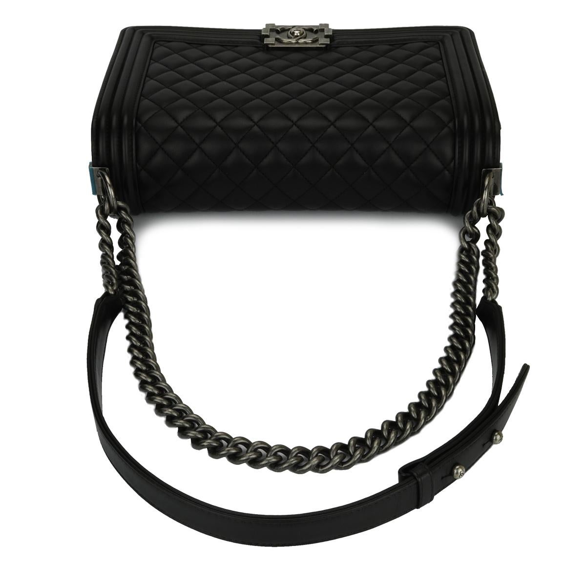 CHANEL New Medium Quilted Boy Black Lambskin with Ruthenium Hardware 2016 6
