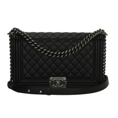 CHANEL New Medium Quilted Boy Black Lambskin with Ruthenium Hardware 2016