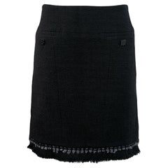 Chanel New Metallic Chain Accent Tweed Skirt 38 FR