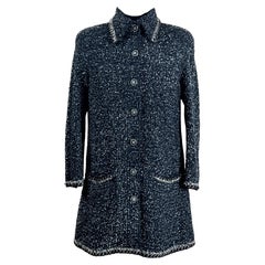 Chanel New Metallic Chain Trim Black Tweed Jacket