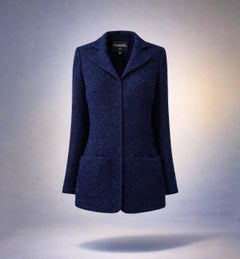 CHANEL New Minimalistic Navy Tweed Jacket with CC Giant Buttons 36 FR