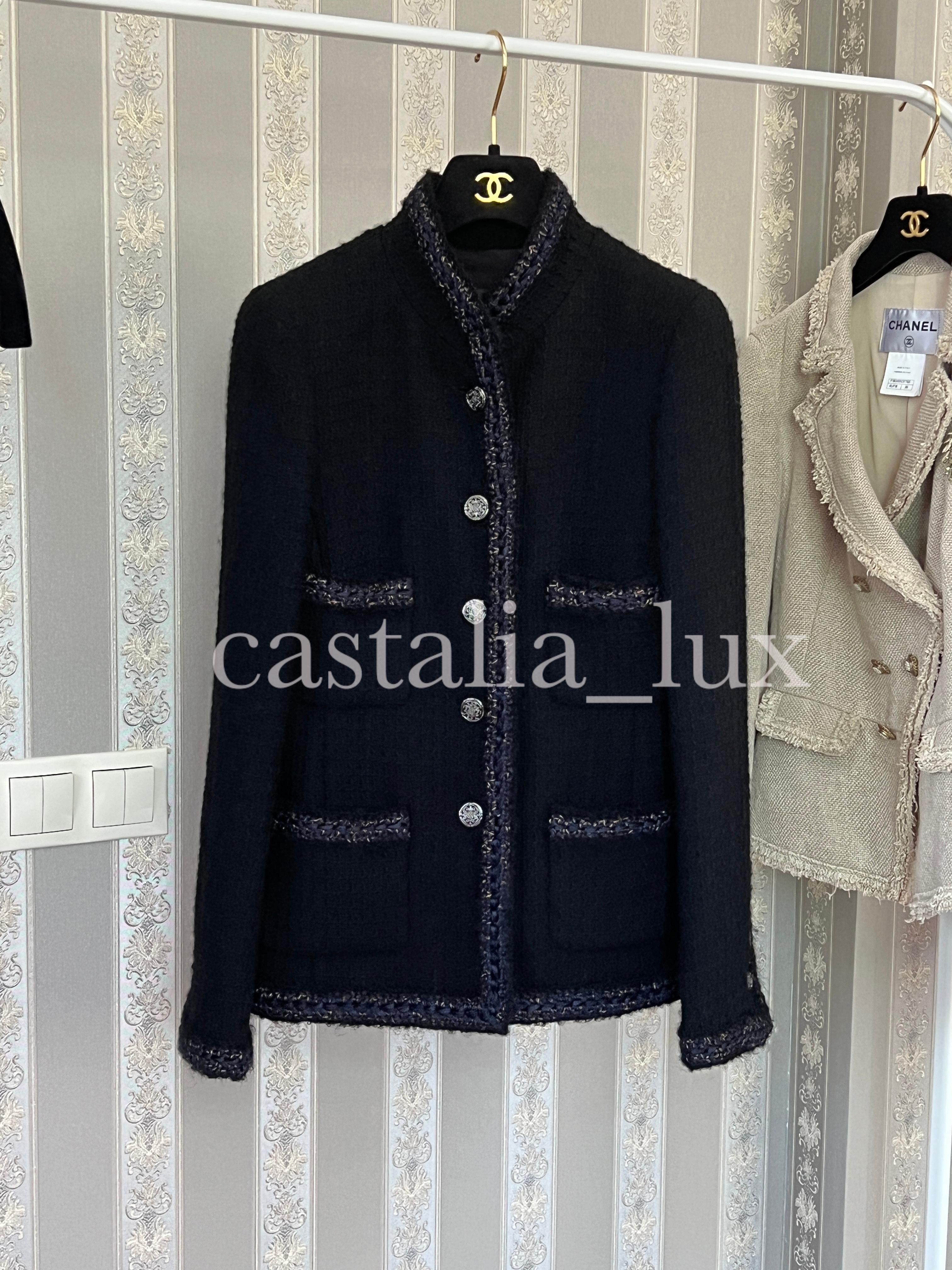 Women's or Men's Chanel New Most  Iconic CC Coin Buttons Black Tweed Jacket For Sale