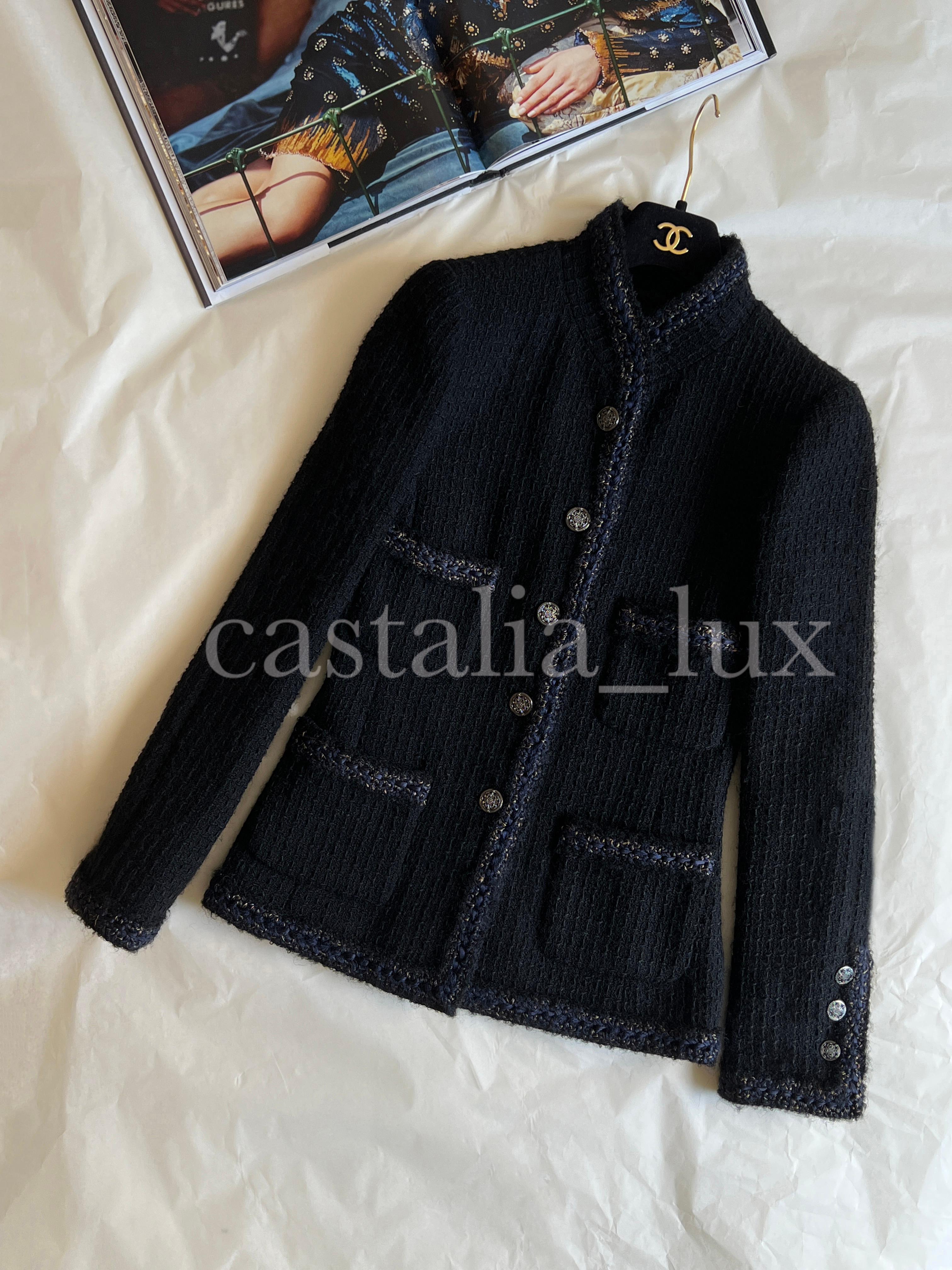 Chanel New Most  Iconic CC Coin Buttons Black Tweed Jacket For Sale 3