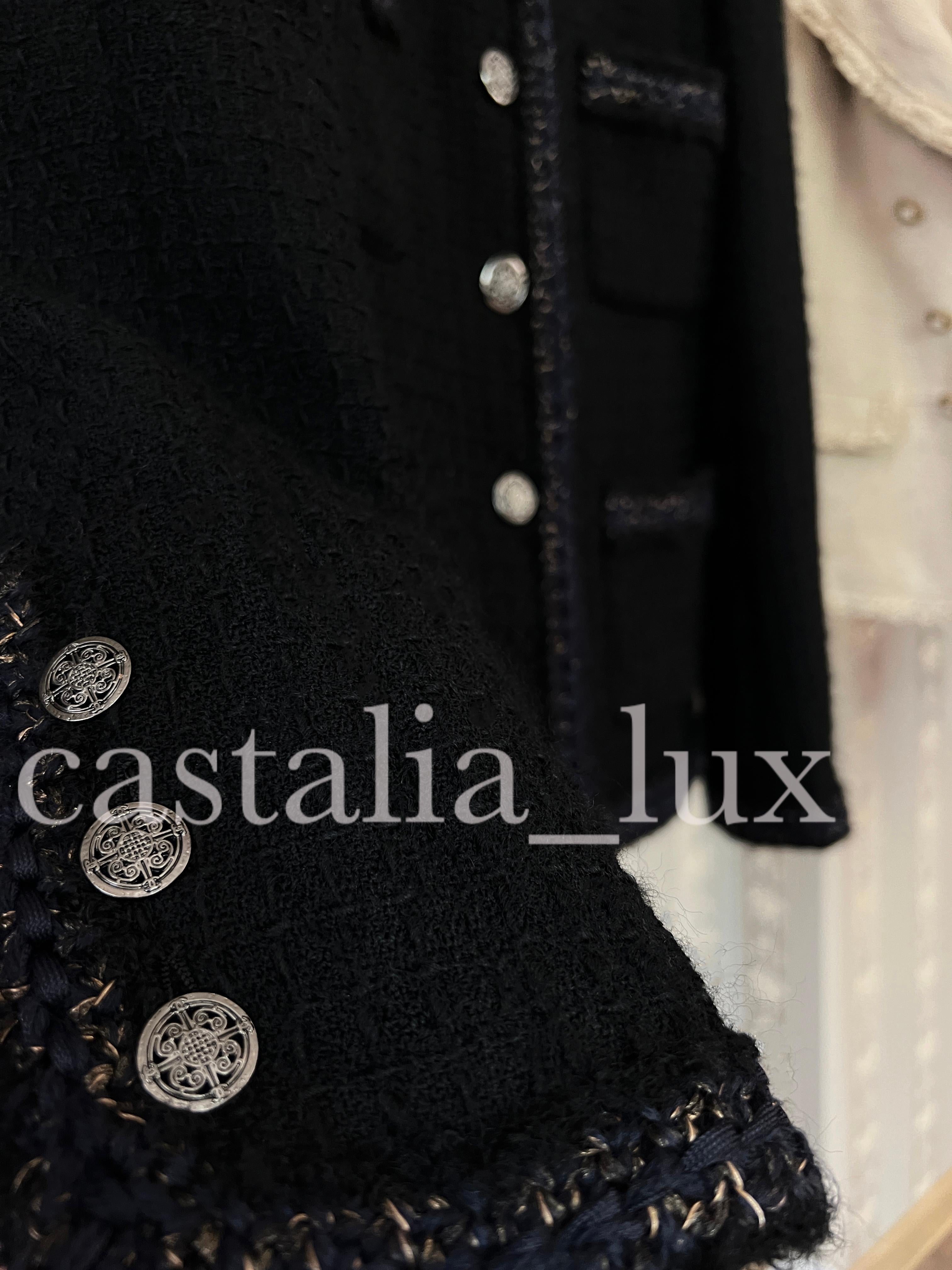 Chanel New Most  Iconic CC Coin Buttons Black Tweed Jacket For Sale 5