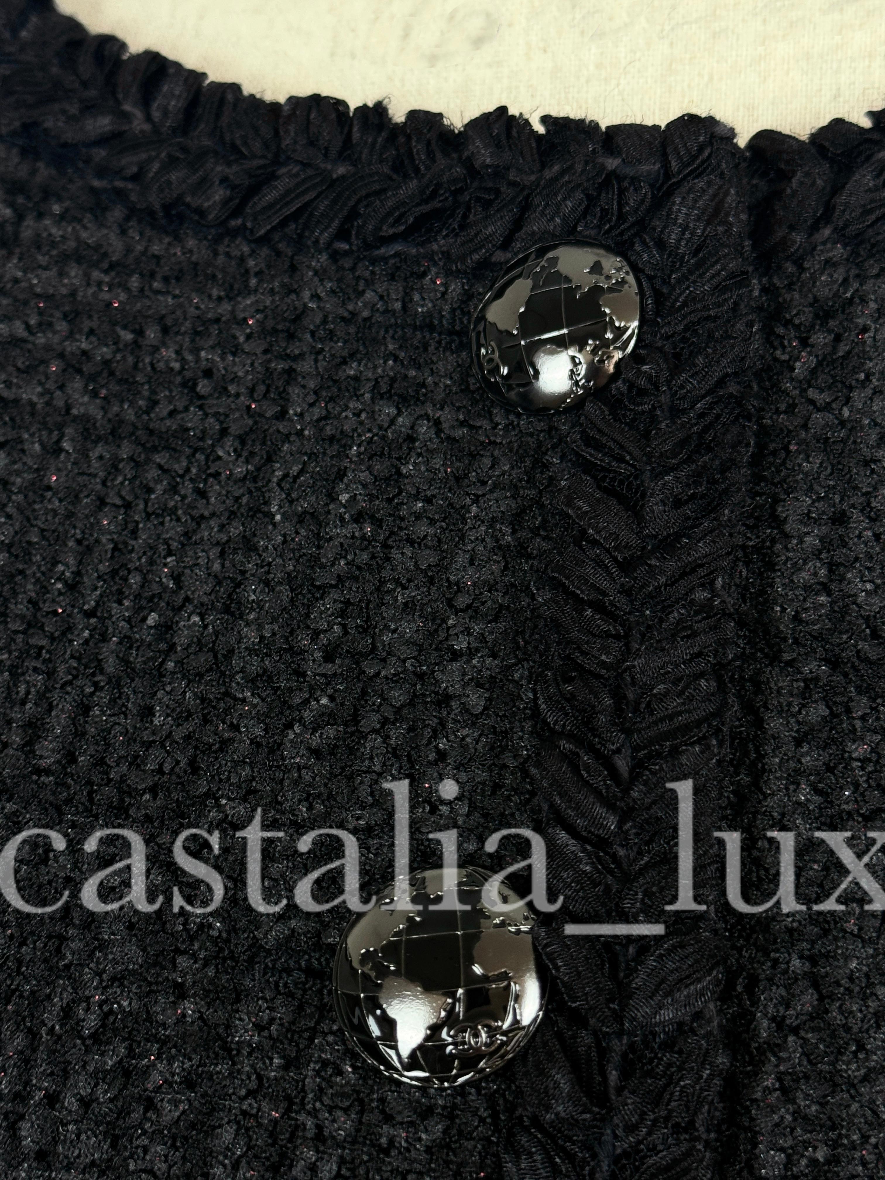 Chanel New Most Iconic Globalization Black Tweed Jacket For Sale at 1stDibs