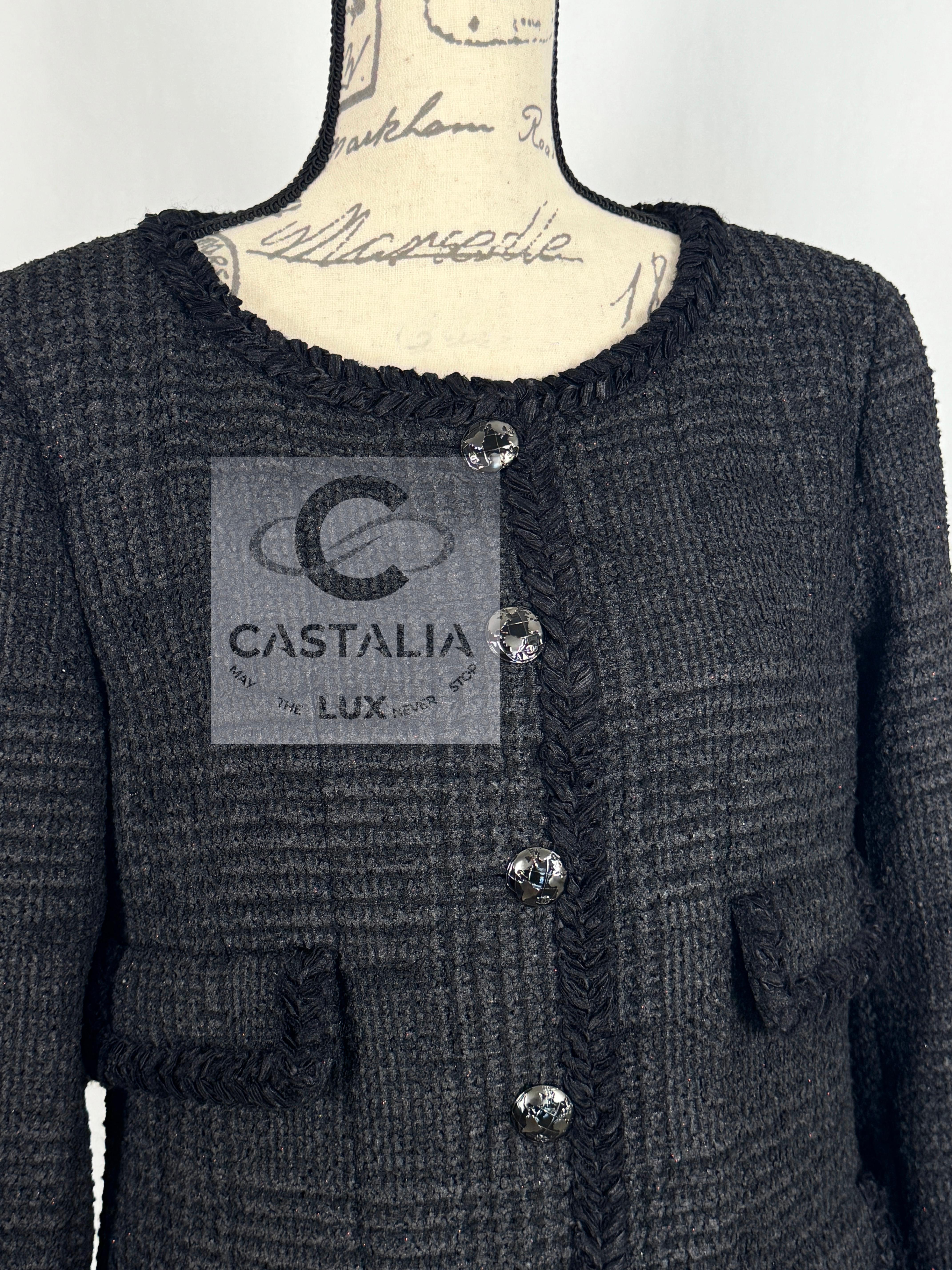 Chanel New Most Iconic Globalization Black Tweed Jacket 6