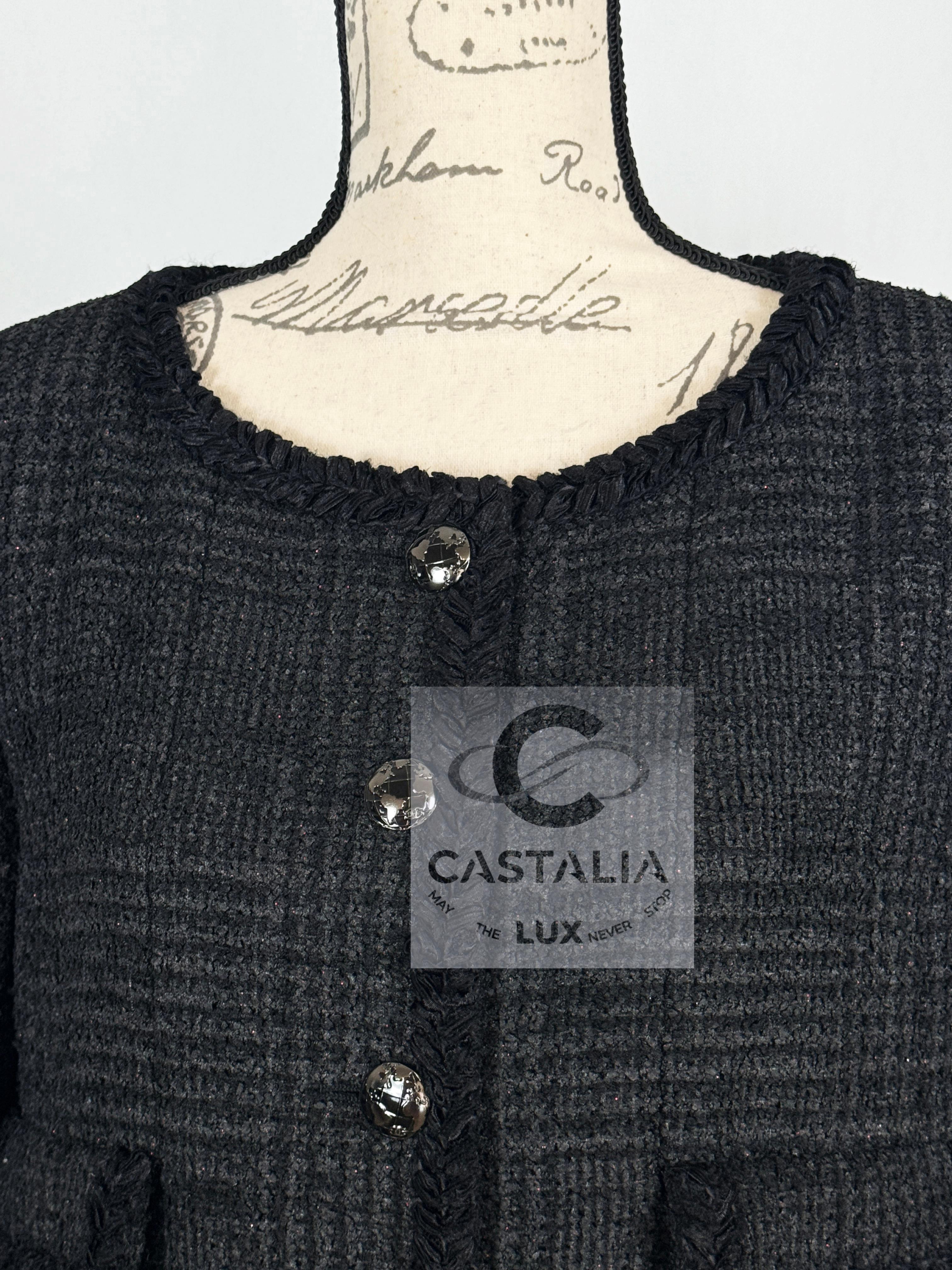 Chanel New Most Iconic Globalization Black Tweed Jacket 7