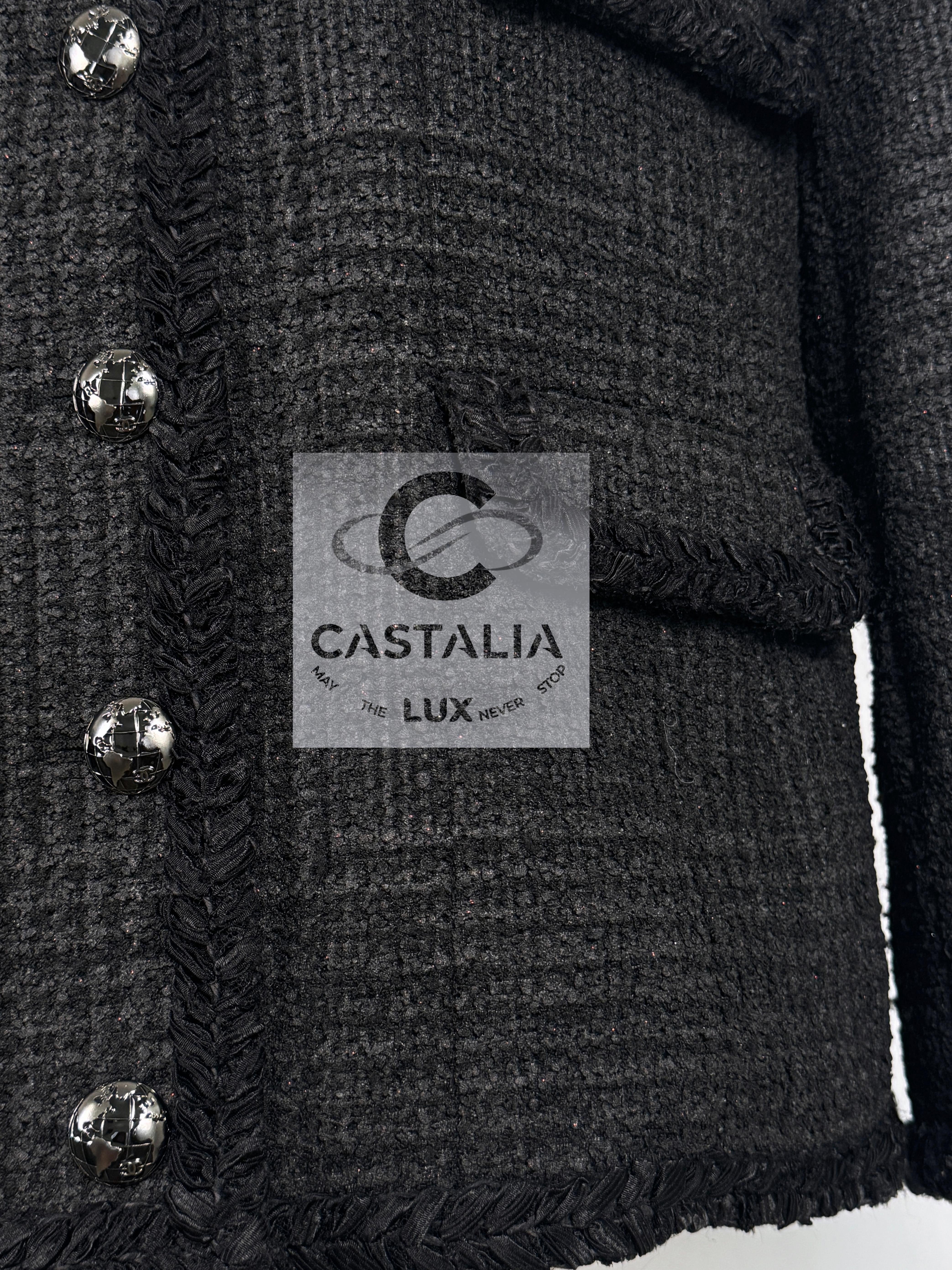 Chanel New Most Iconic Globalization Black Tweed Jacket 10