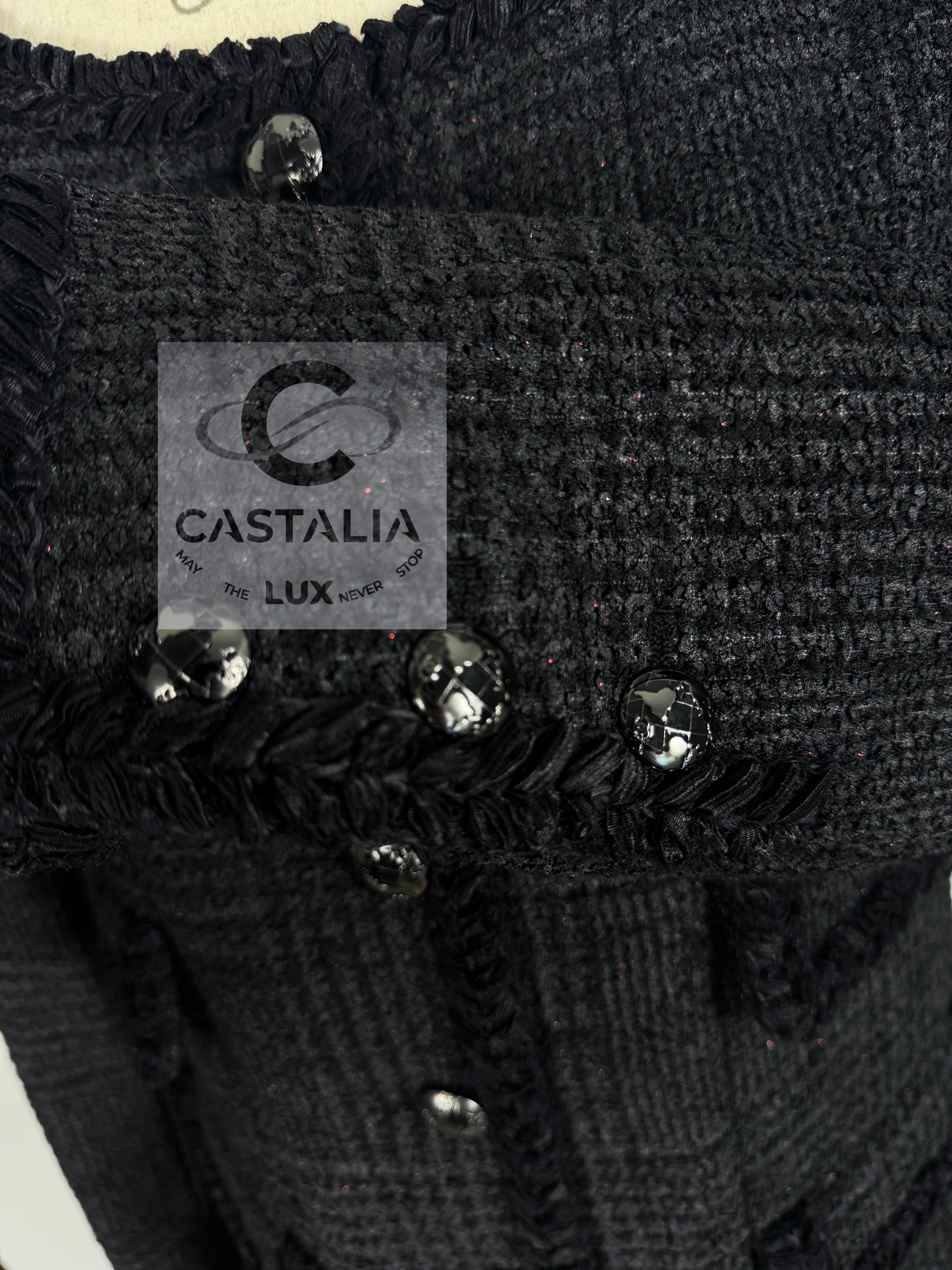 Chanel New Most Iconic Globalization Black Tweed Jacket 12