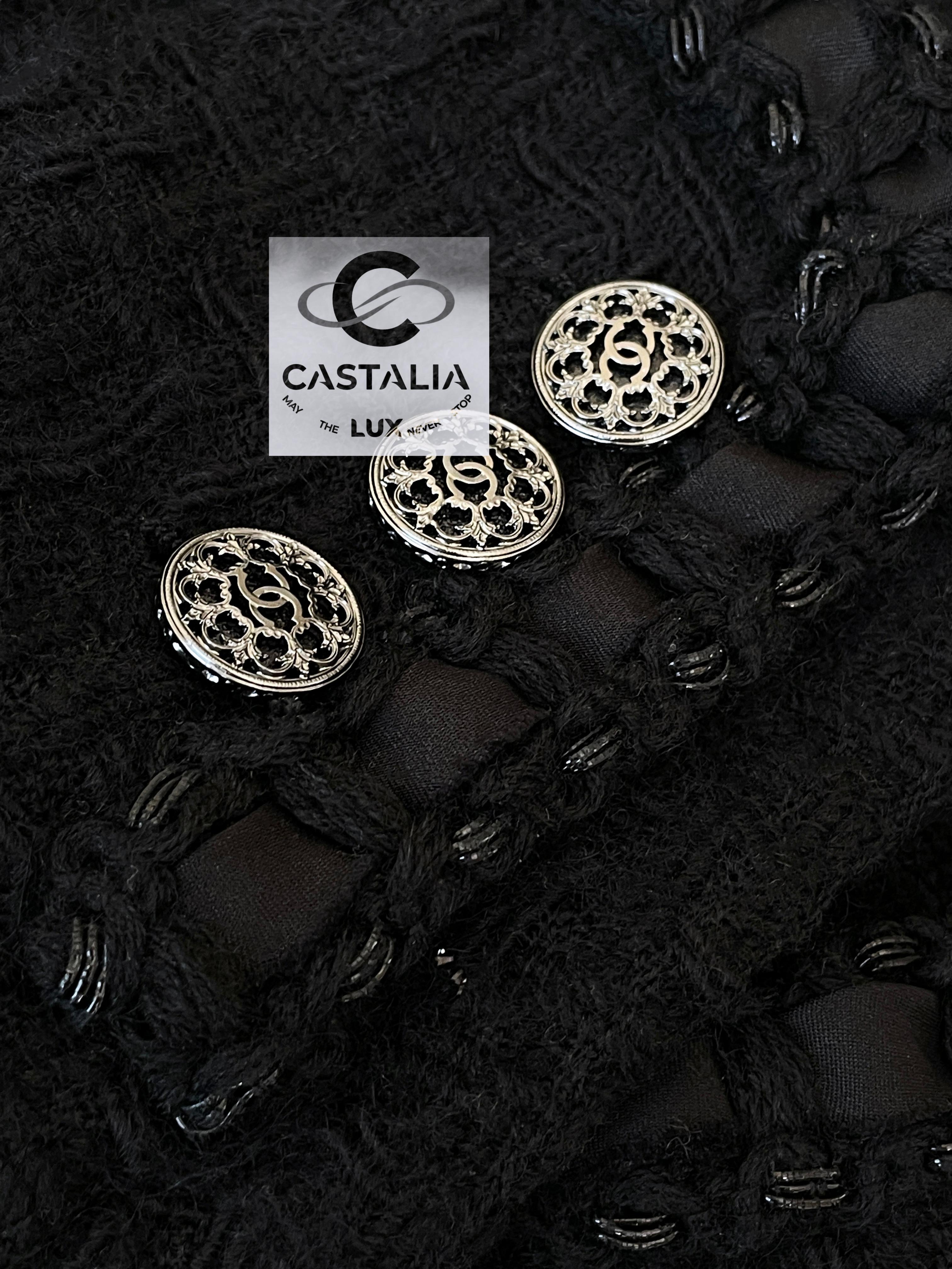 Chanel New Most Iconic Paris / ROME Black Tweed Jacket 9