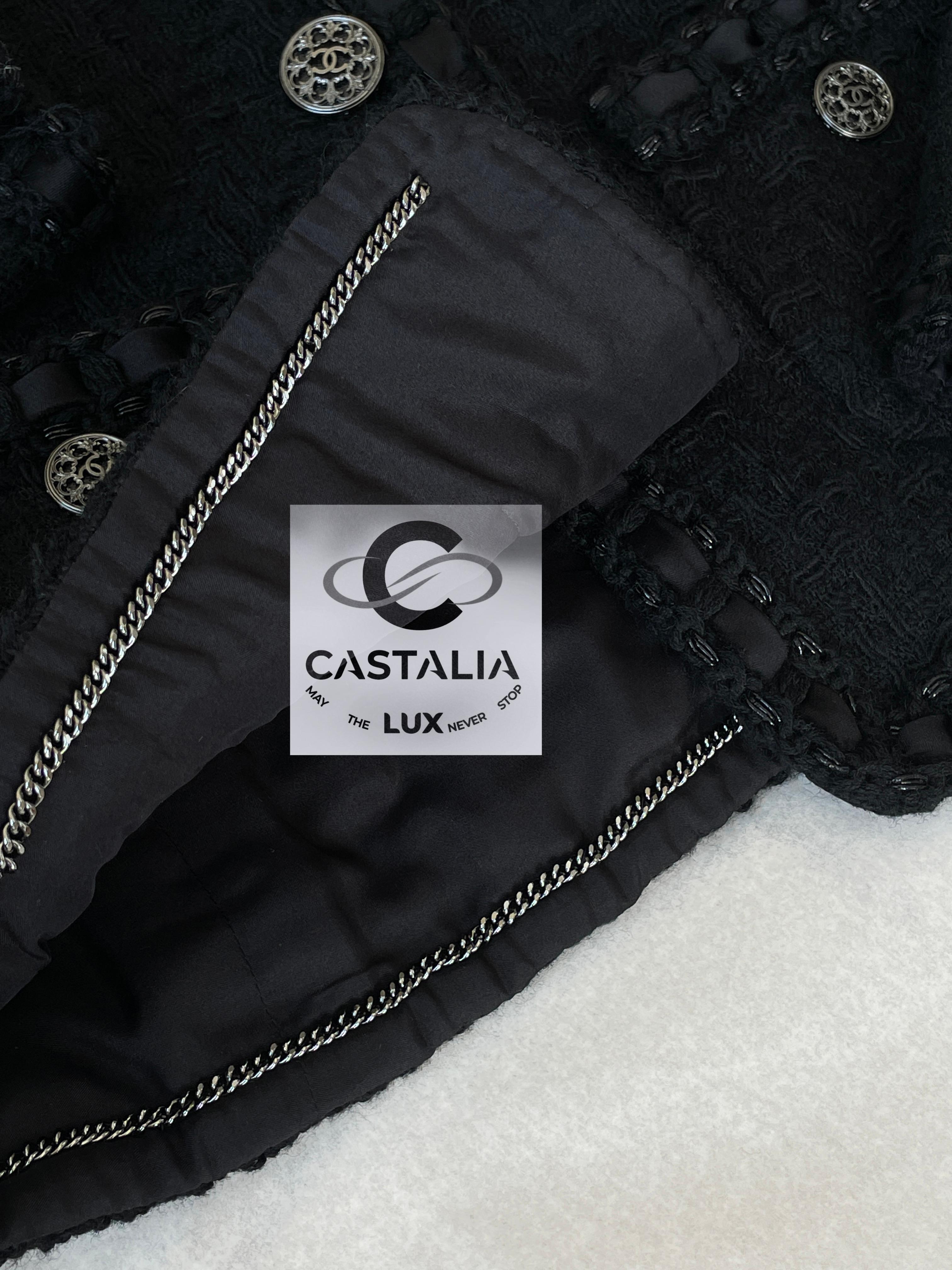 Chanel New Most Iconic Paris / ROME Black Tweed Jacket 11
