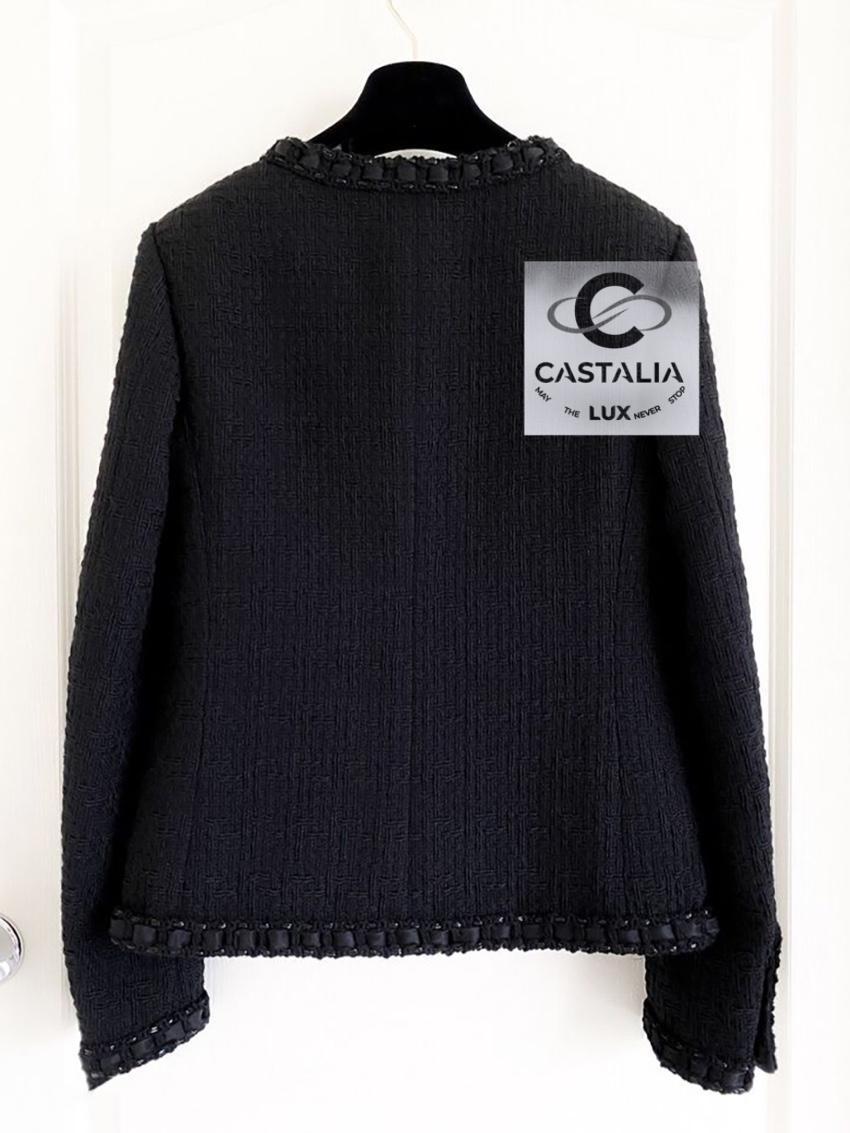 Chanel New Most Iconic Paris / ROME Black Tweed Jacket 12