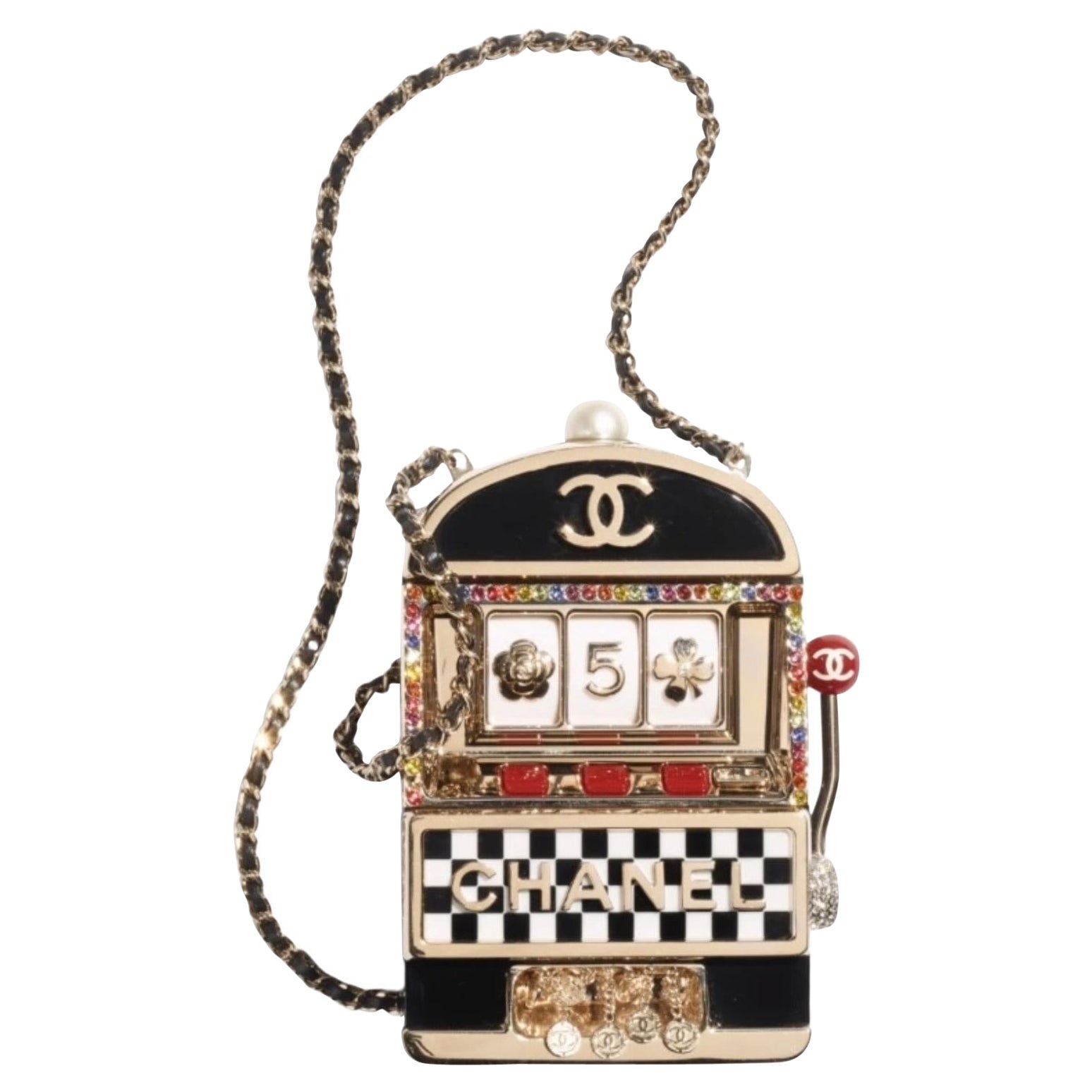 Chanel NEW Multi Color Red Resin Crystal &New Small Evening Shoulder Clutch Bag in vendita