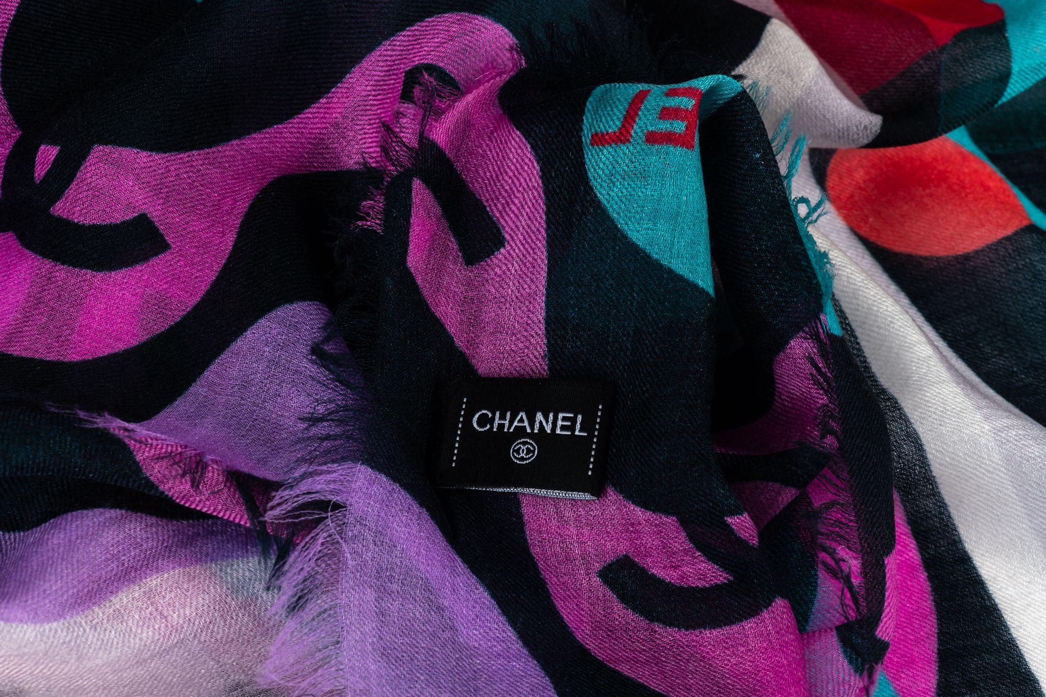 Black Chanel New Multicolor Cashmere Shawl For Sale