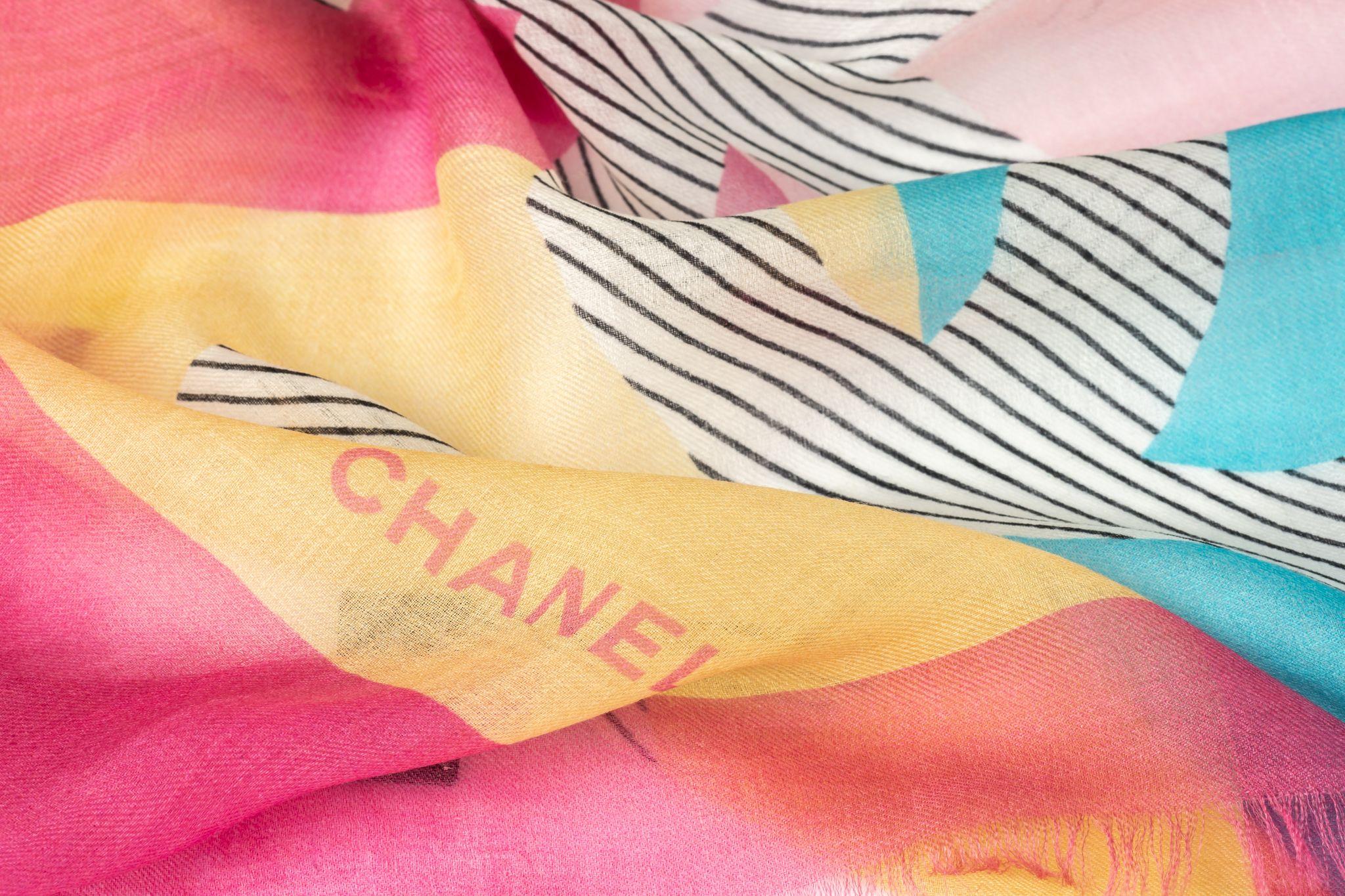 Chanel New Multicolor Checkers Shawl In New Condition For Sale In West Hollywood, CA