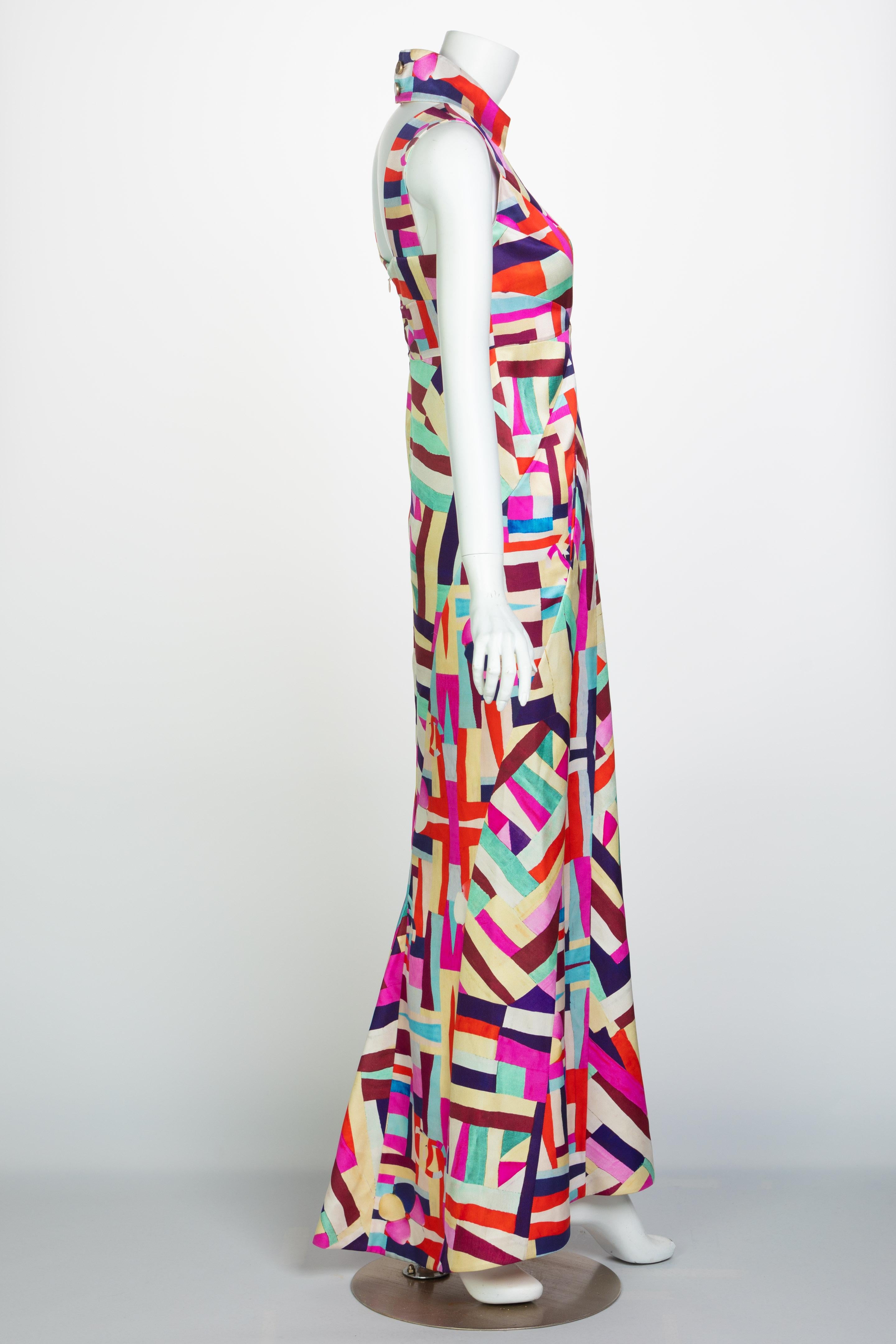 Women's or Men's Chanel New Multicolored Print Cut Out Back Maxi Dress Cruise 2016 New with Tags For Sale