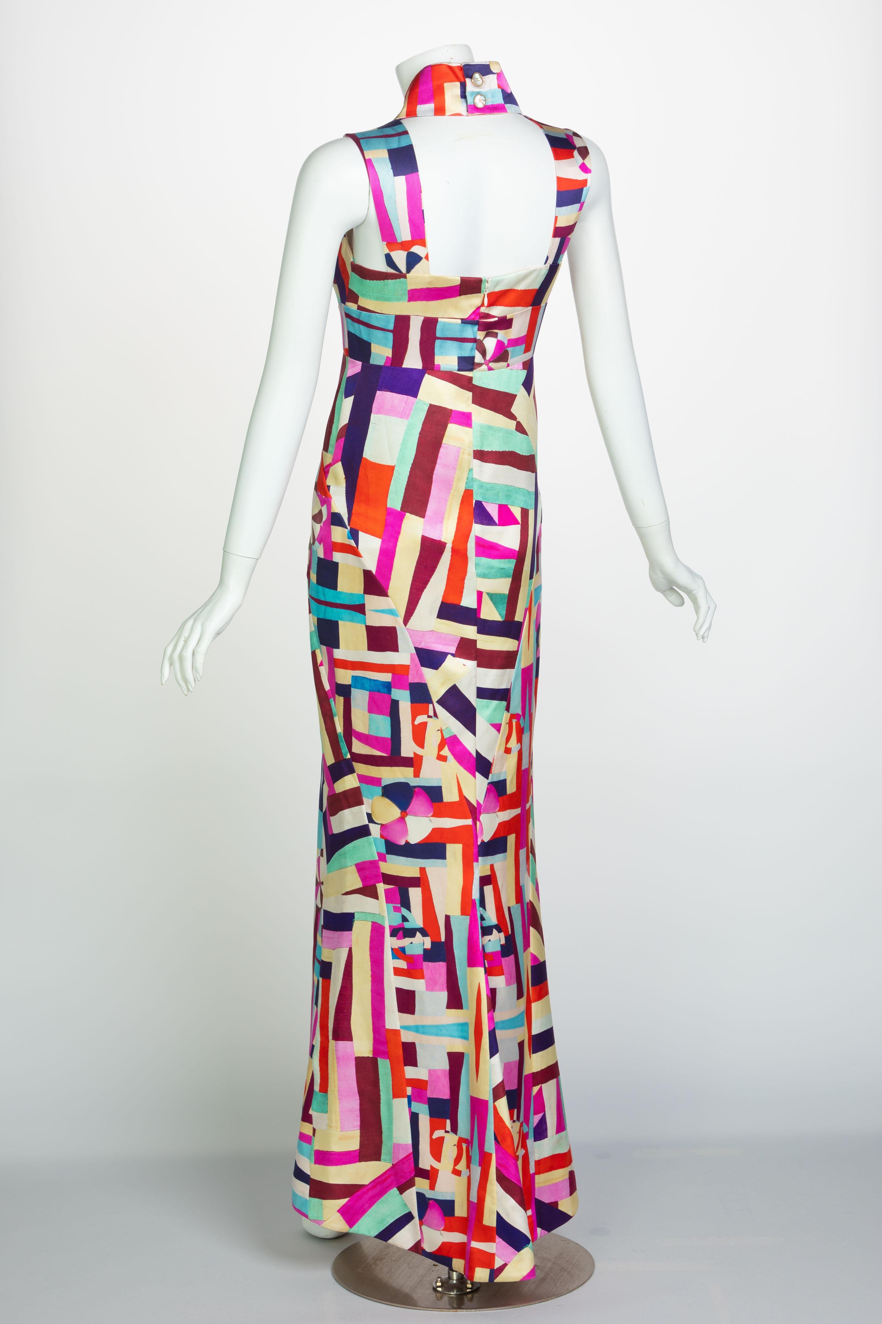Chanel New Multicolored Print Cut Out Back Maxi Dress Cruise 2016 New with Tags For Sale 1