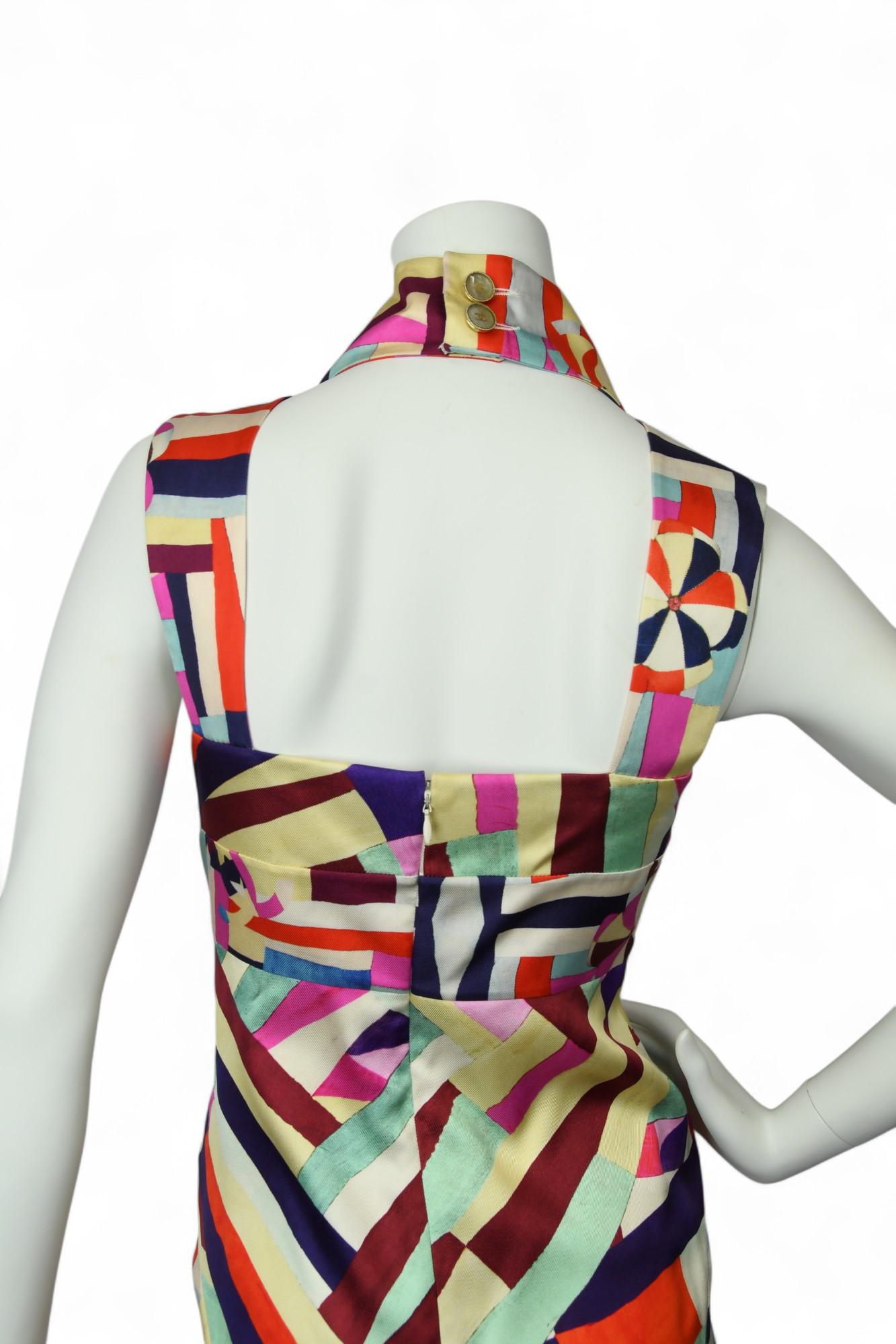 Chanel New Mehrfarbig Print Cut Out Rücken Maxi Kleid Cruise 2016  Größe 36 im Angebot 6
