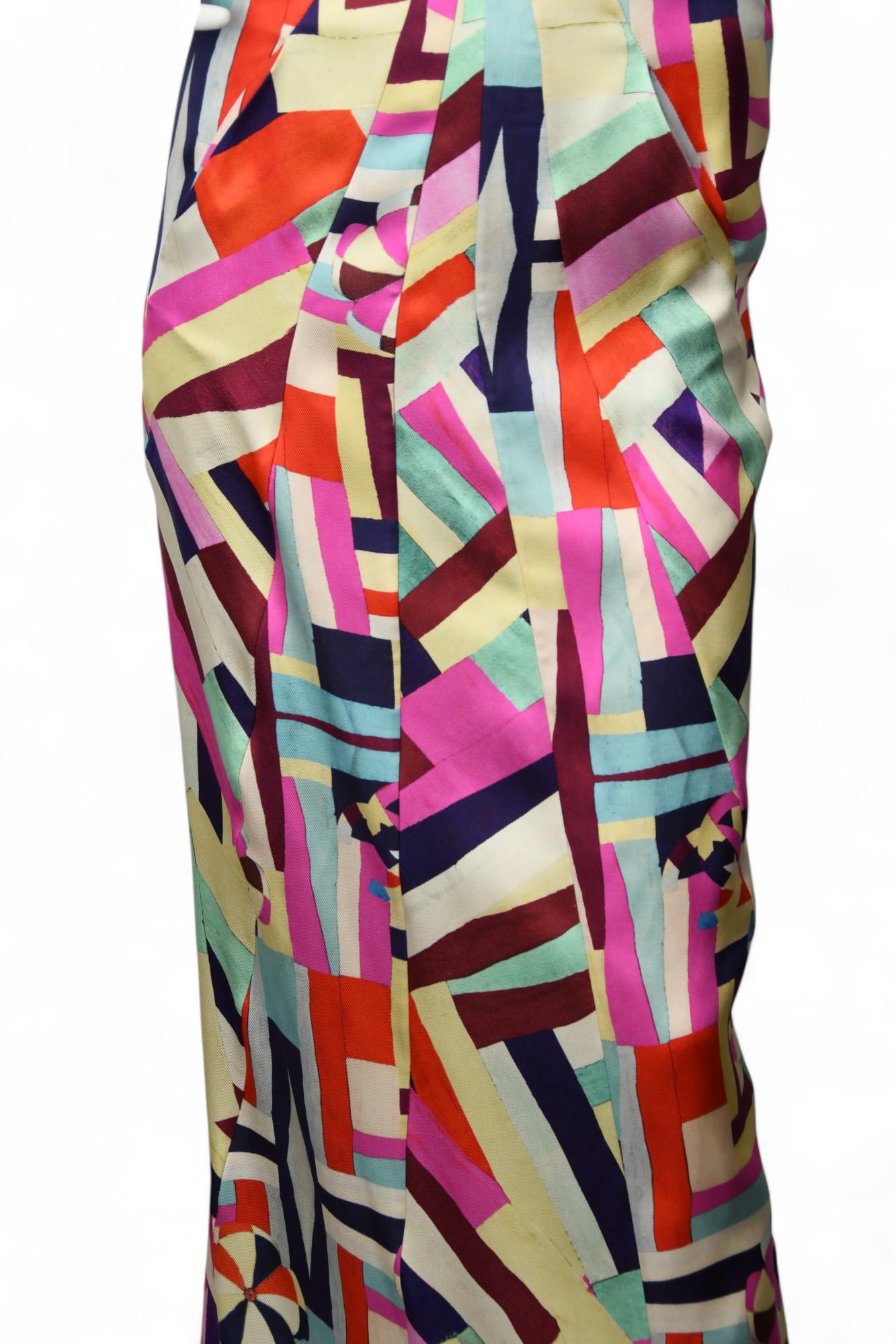 Chanel New Mehrfarbig Print Cut Out Rücken Maxi Kleid Cruise 2016  Größe 36 (Grau) im Angebot