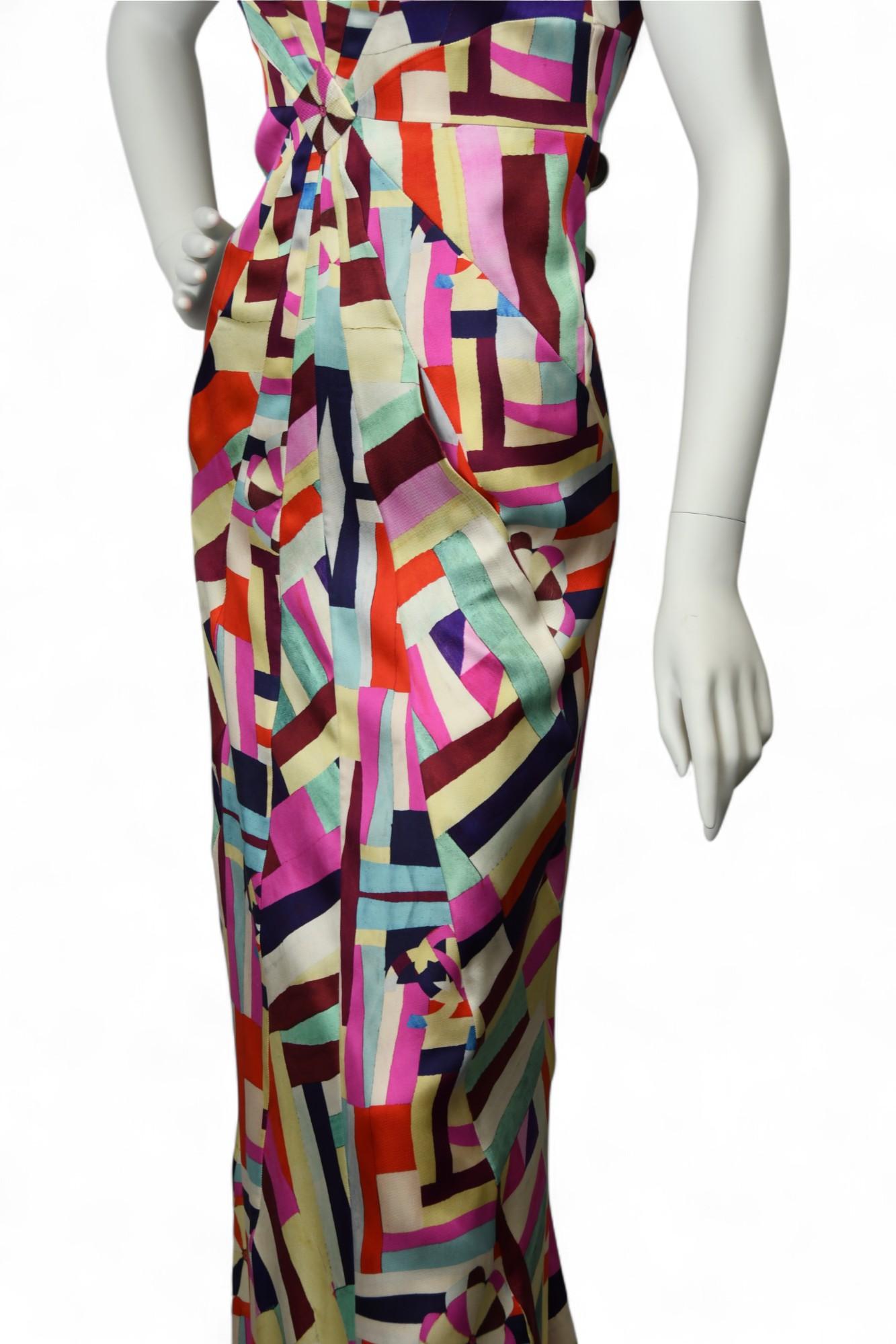 Chanel New Mehrfarbig Print Cut Out Rücken Maxi Kleid Cruise 2016  Größe 36 im Angebot 1