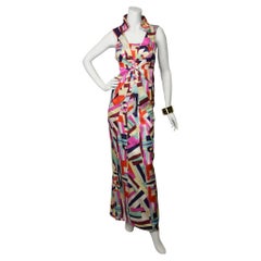 Chanel New Mehrfarbig Print Cut Out Rücken Maxi Kleid Cruise 2016  Größe 36