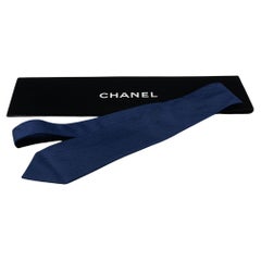 Used Chanel New Navy Blue Silk Tie