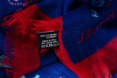 Chanel New Navy Red Cashmere Shawl
