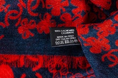 Chanel New Navy Red Cashmere Shawl