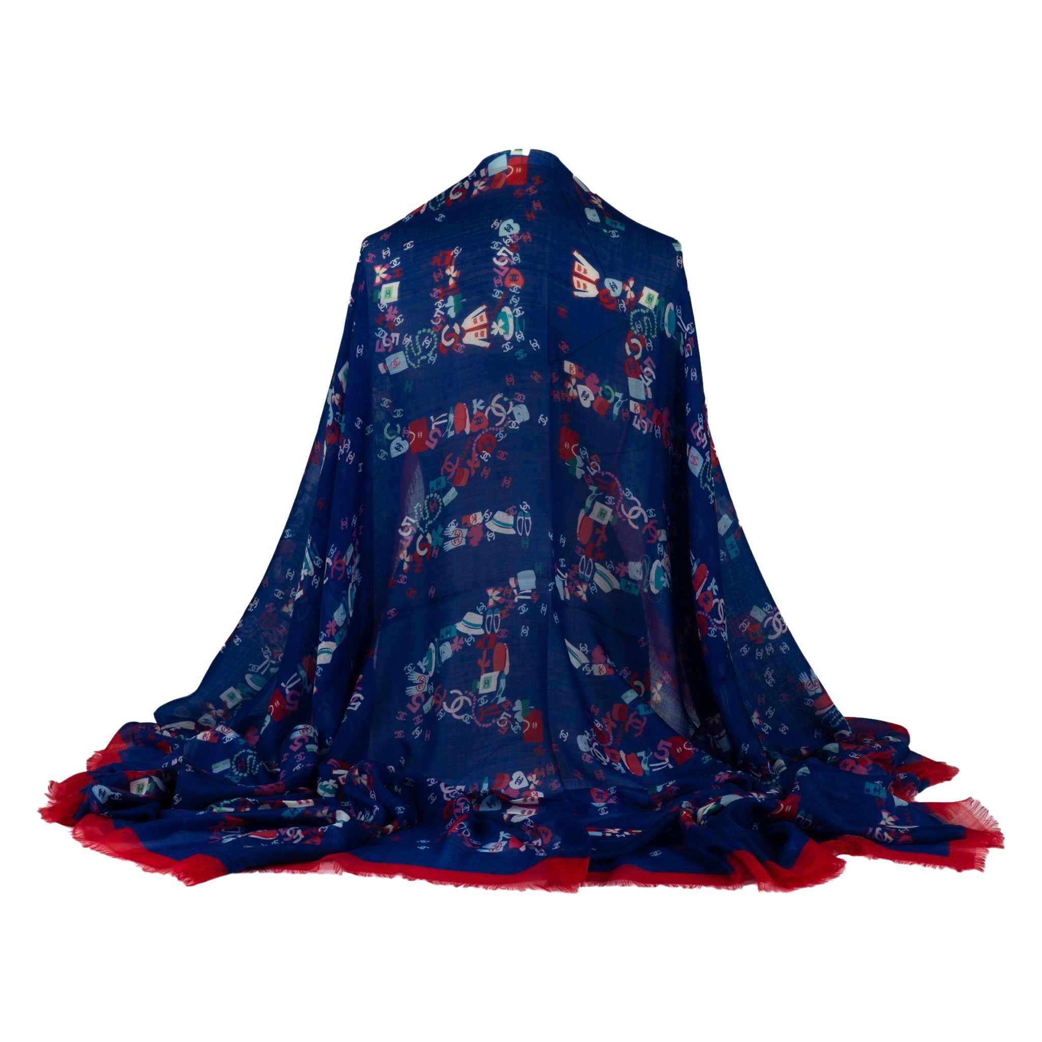 Chal de cachemira Chanel New Navy Rojo