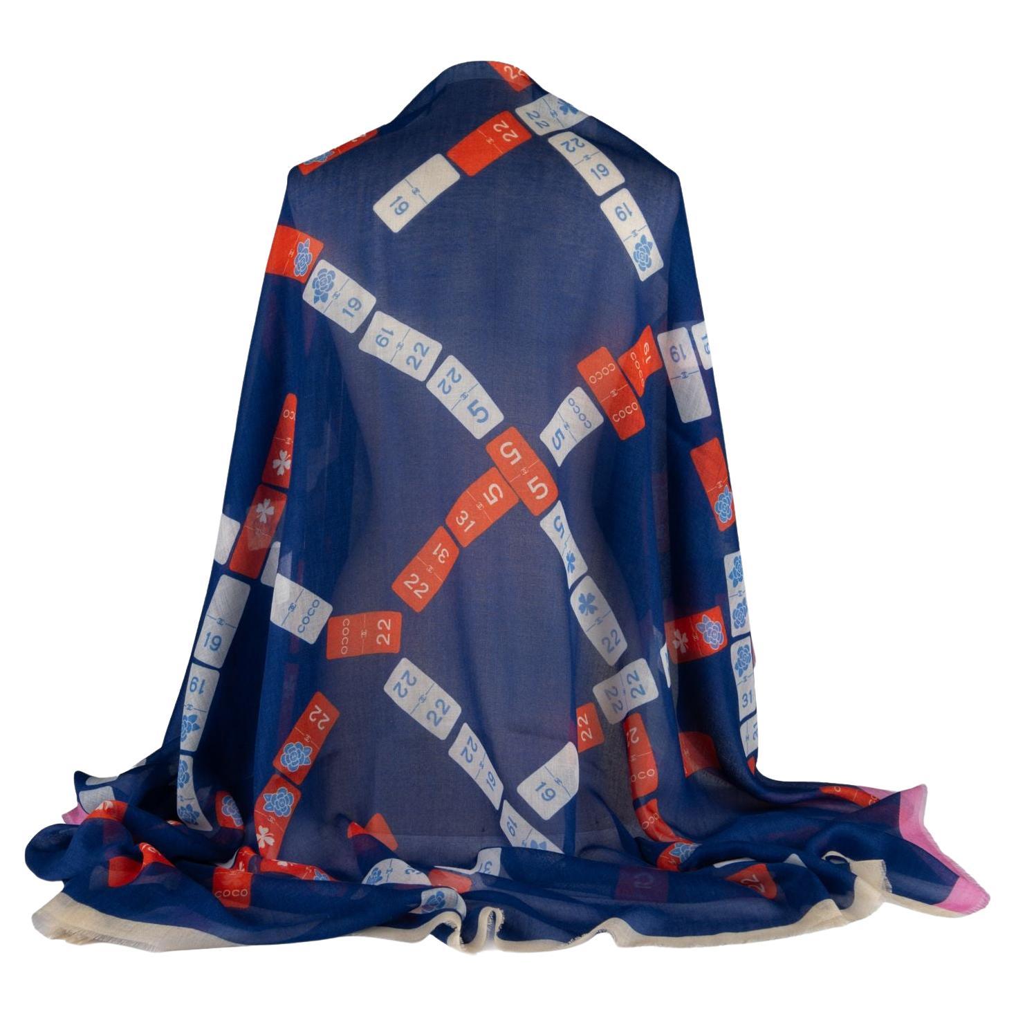 Chanel New Navy White Cashmere Shawl