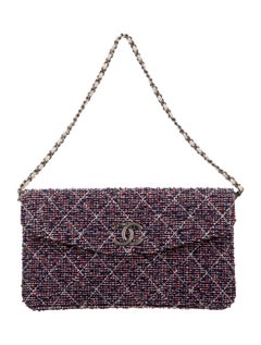 Chanel NEW Nude Leather Tweed 2 in 1 Top Handle Clutch Shoulder Flap Tote Bag