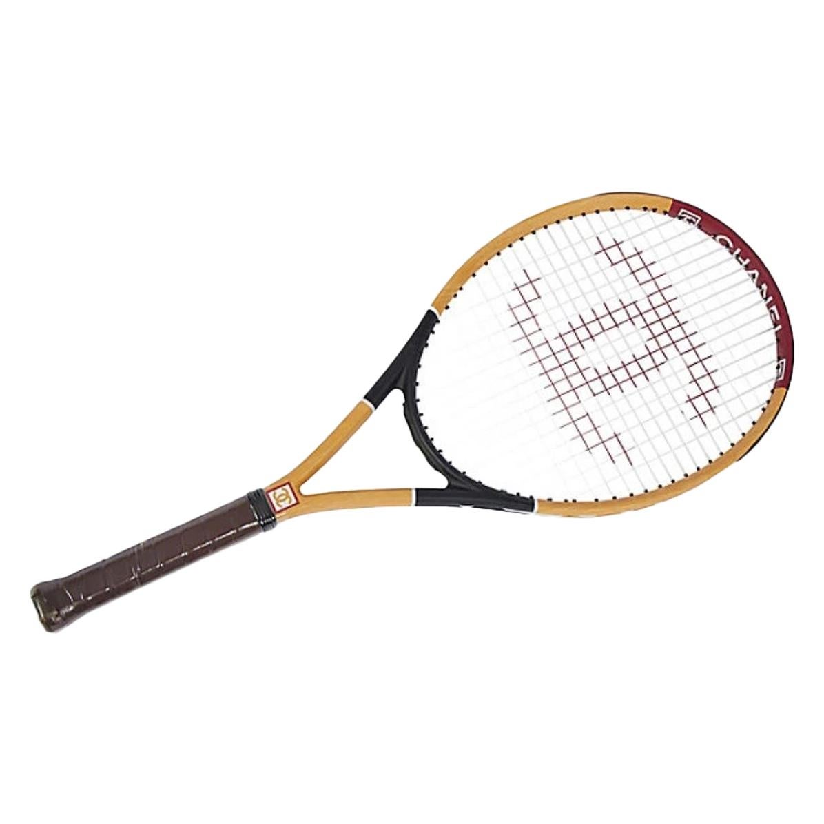 Chanel NEW Oak Wood Brown Red CC Logo Sports Game Novelty Tennis Racquet  Racket