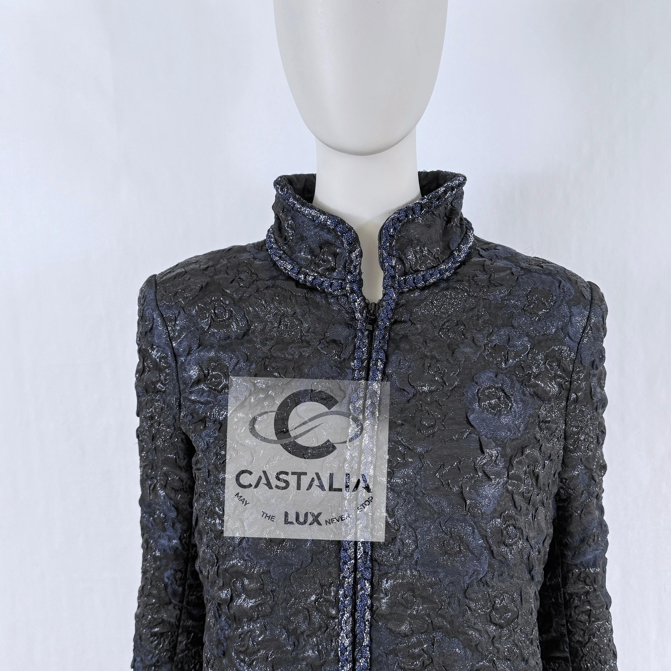 Chanel New Opulent Jacquard Jacket with Camellias 36 FR For Sale 6