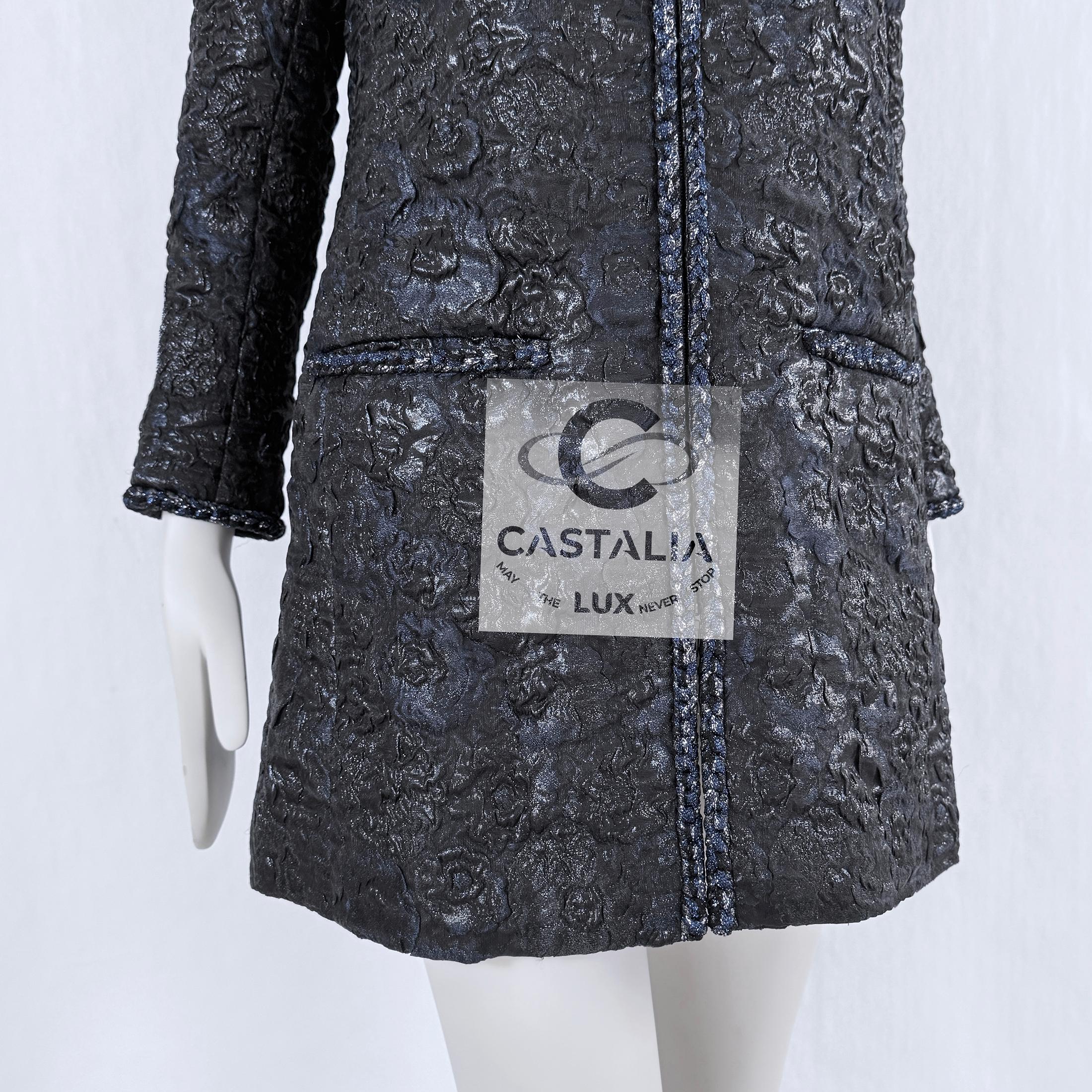 Chanel New Opulent Jacquard Jacket with Camellias 36 FR For Sale 7