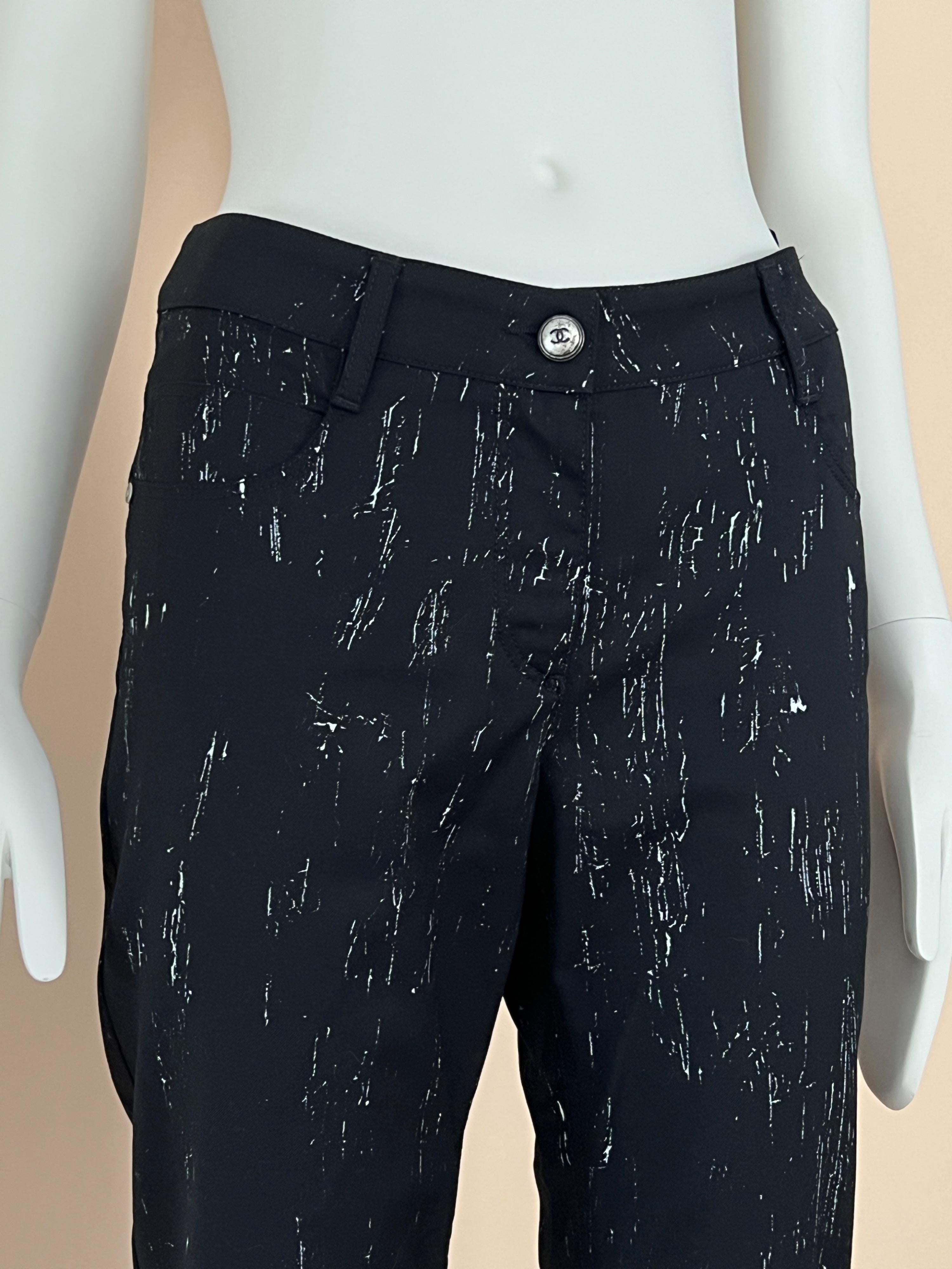 Chanel New Paint Splash Black Pants In New Condition In Dubai, AE