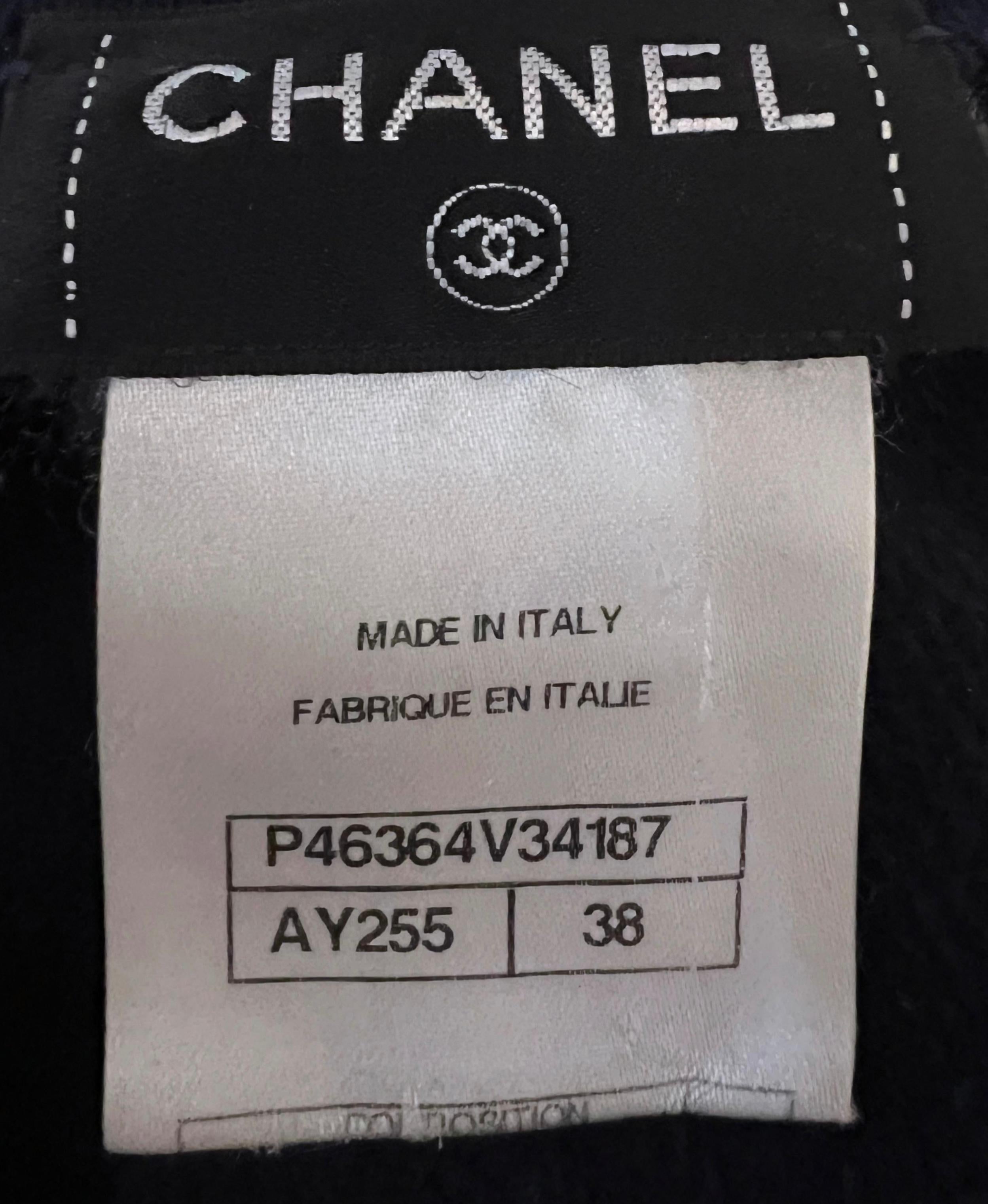 Chanel New Paris / Byzance Black Tweed Skirt For Sale 6