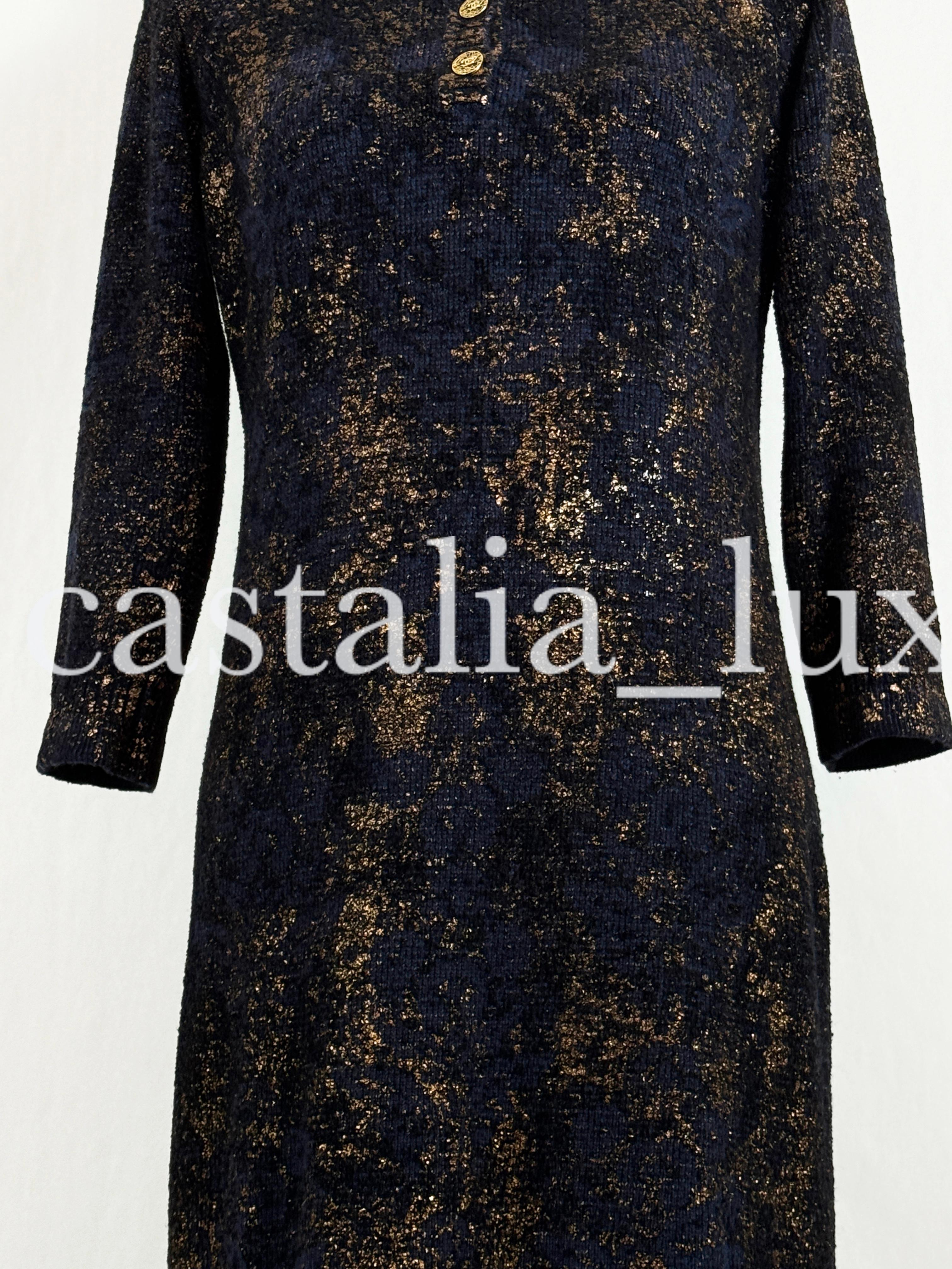 Chanel New Paris / Byzance CC Buttons Patinated Dress For Sale 6