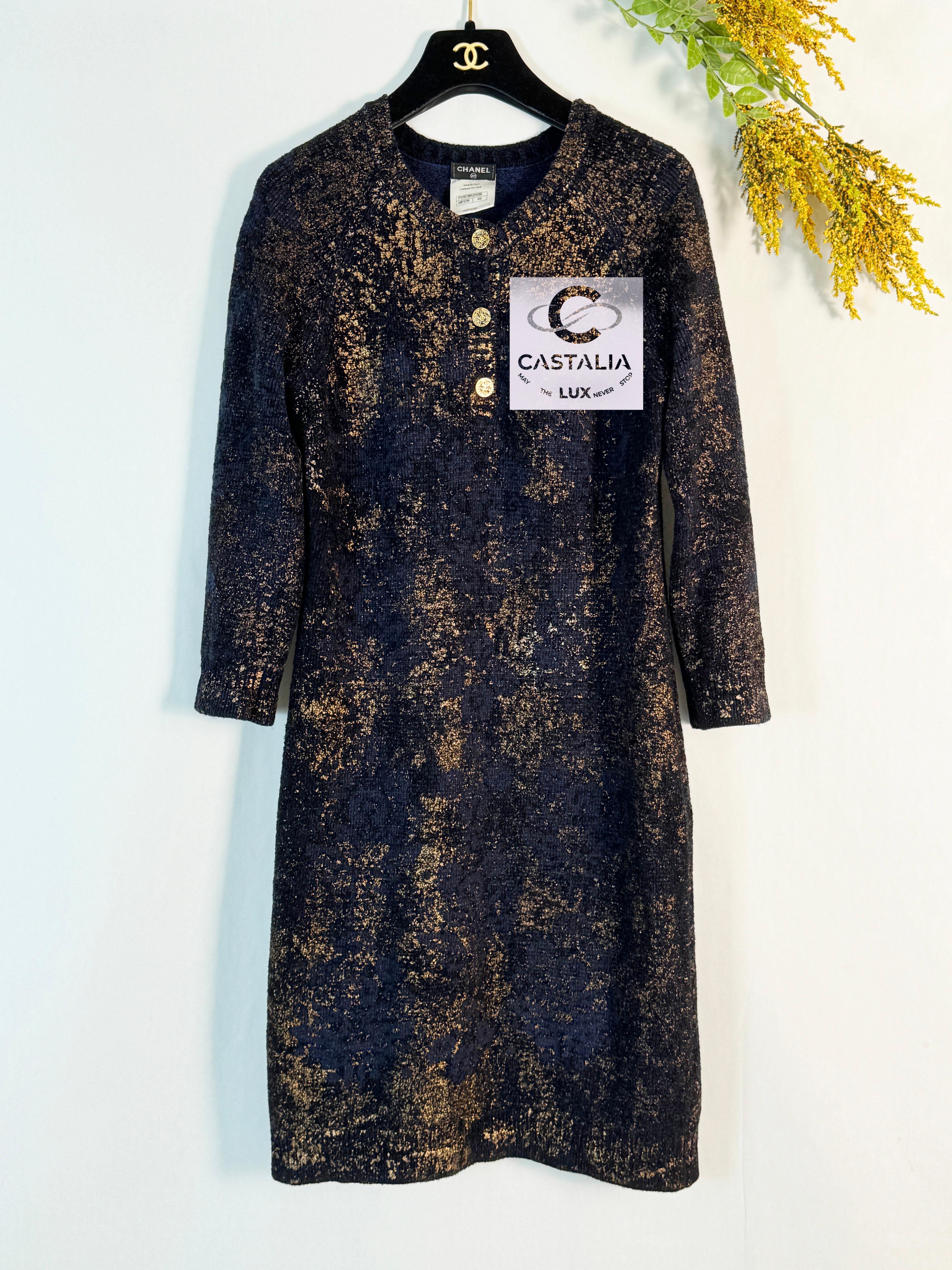 Chanel New Paris / Byzance CC Buttons Patinated Dress 6