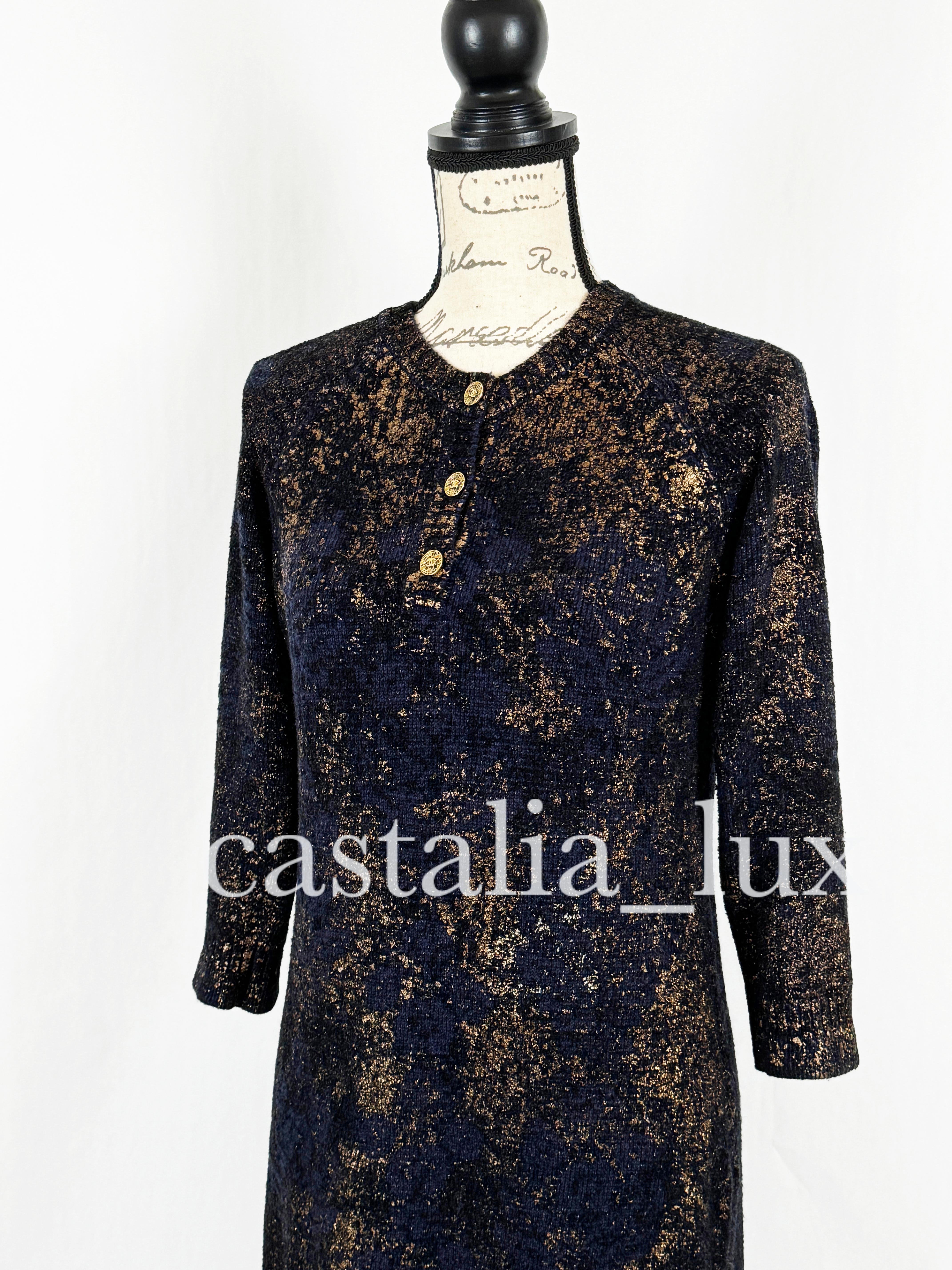 Chanel New Paris / Byzance CC Buttons Patinated Dress For Sale 1