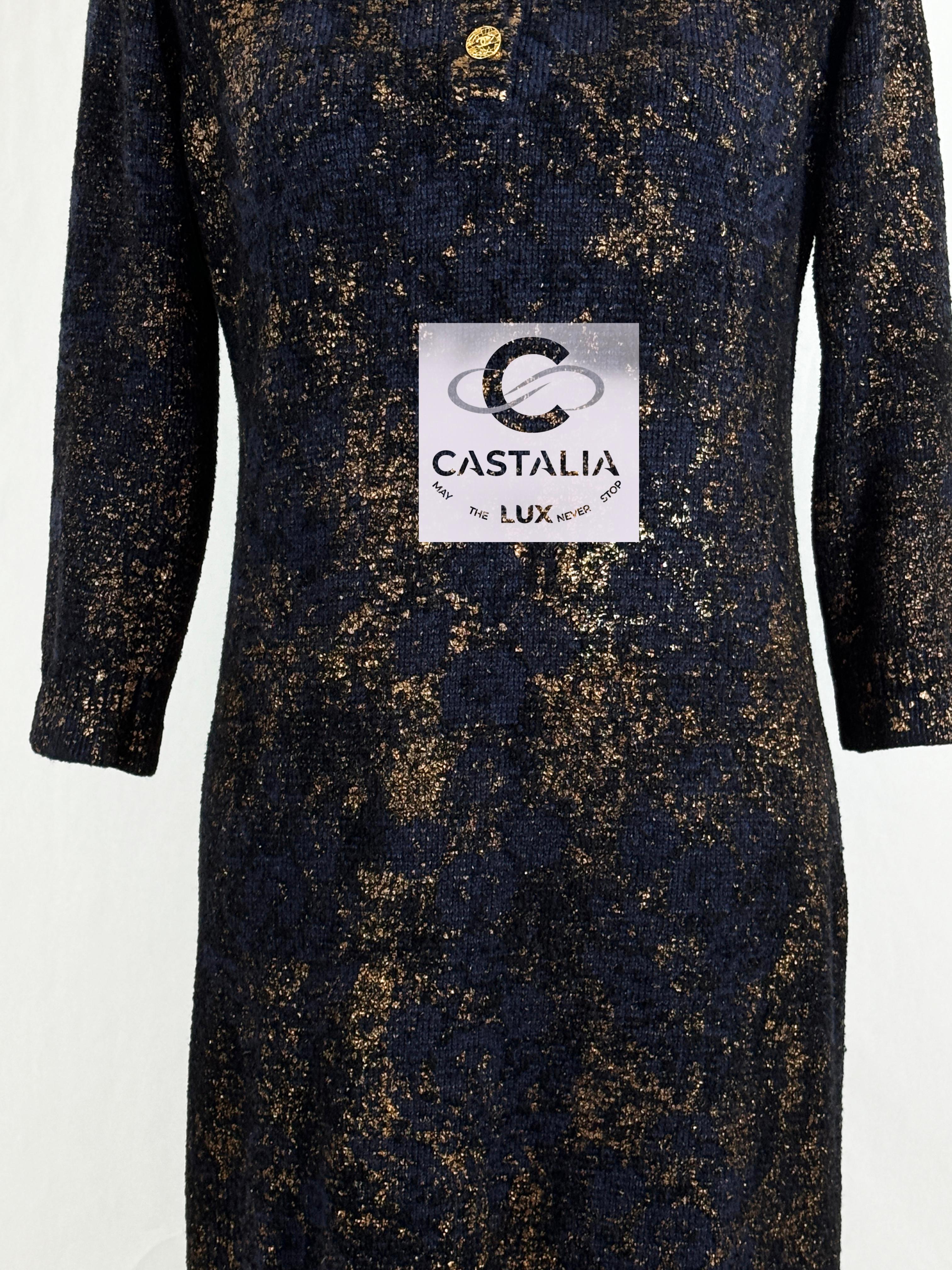 Chanel New Paris / Byzance CC Buttons Patinated Dress 4
