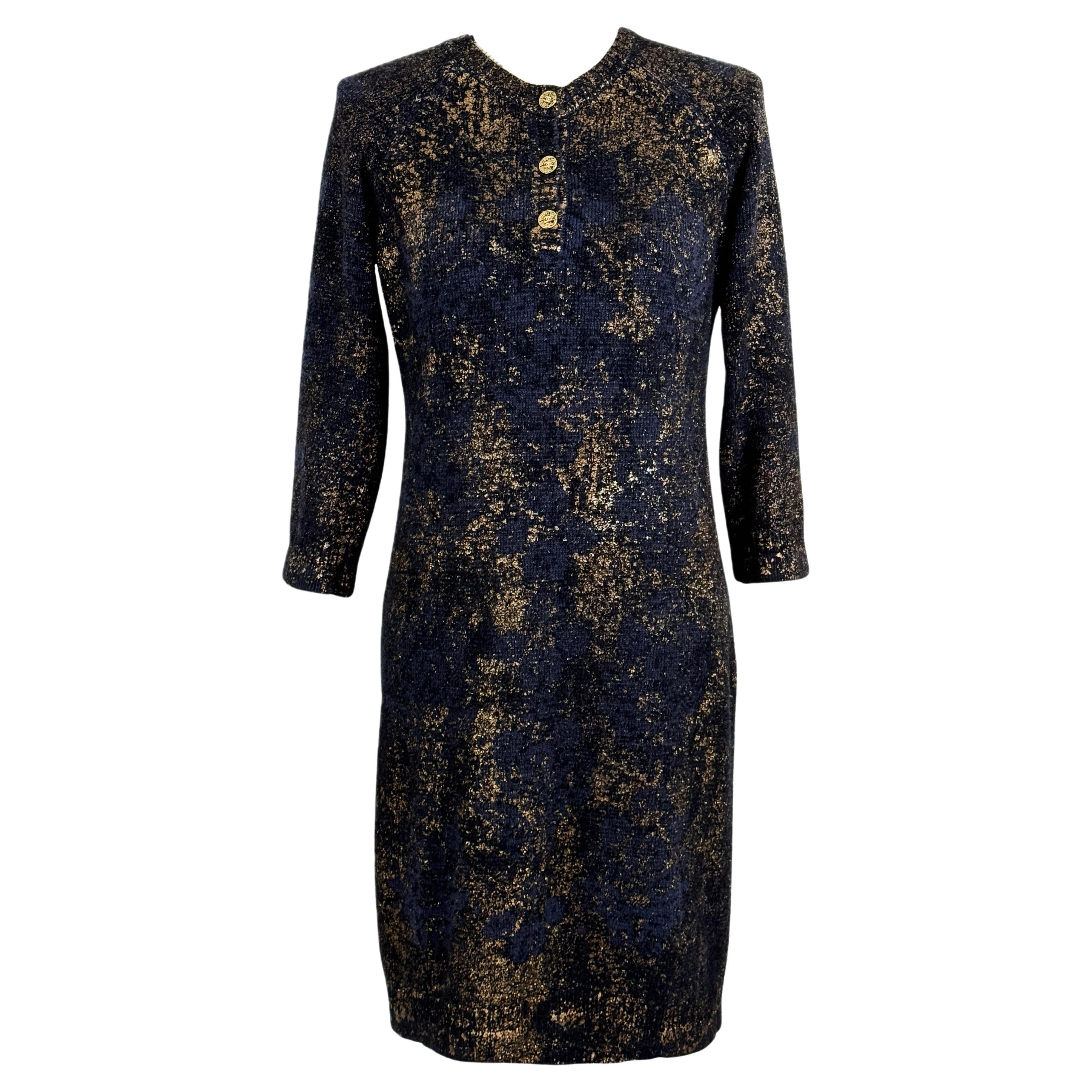 Chanel New Paris / Byzance CC Buttons Patinated Dress For Sale