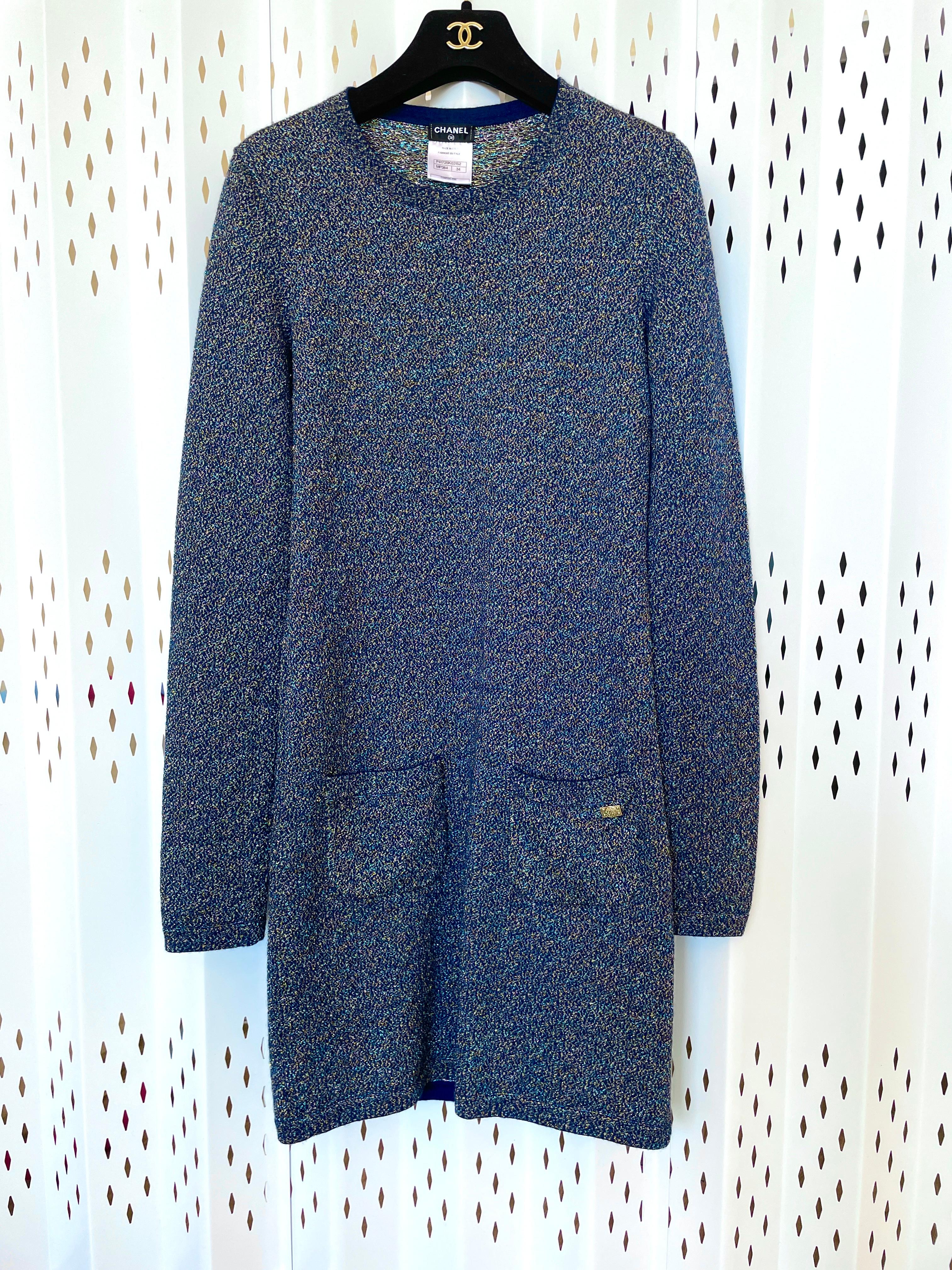 Chanel New Paris / Byzance Shimmering Cashmere Dress In New Condition For Sale In Dubai, AE