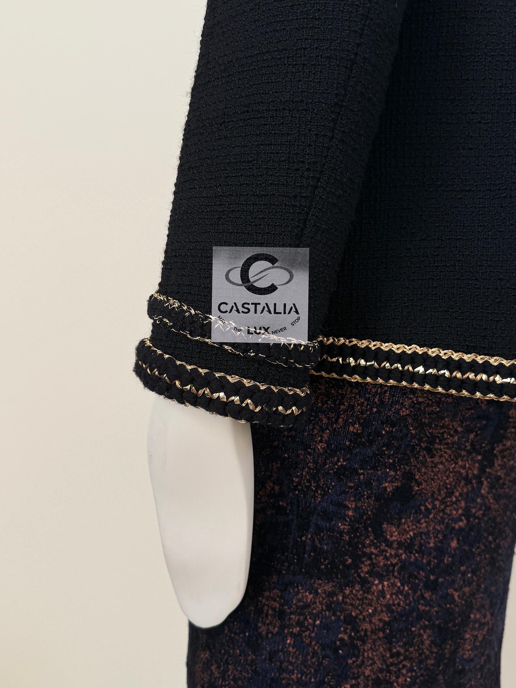 Chanel New Paris / Cosmopolite Black Tweed Jacket 40 FR For Sale 13