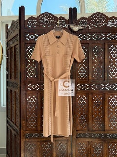 CHANEL New Paris / Cuba Beige Belted Dress 38 FR