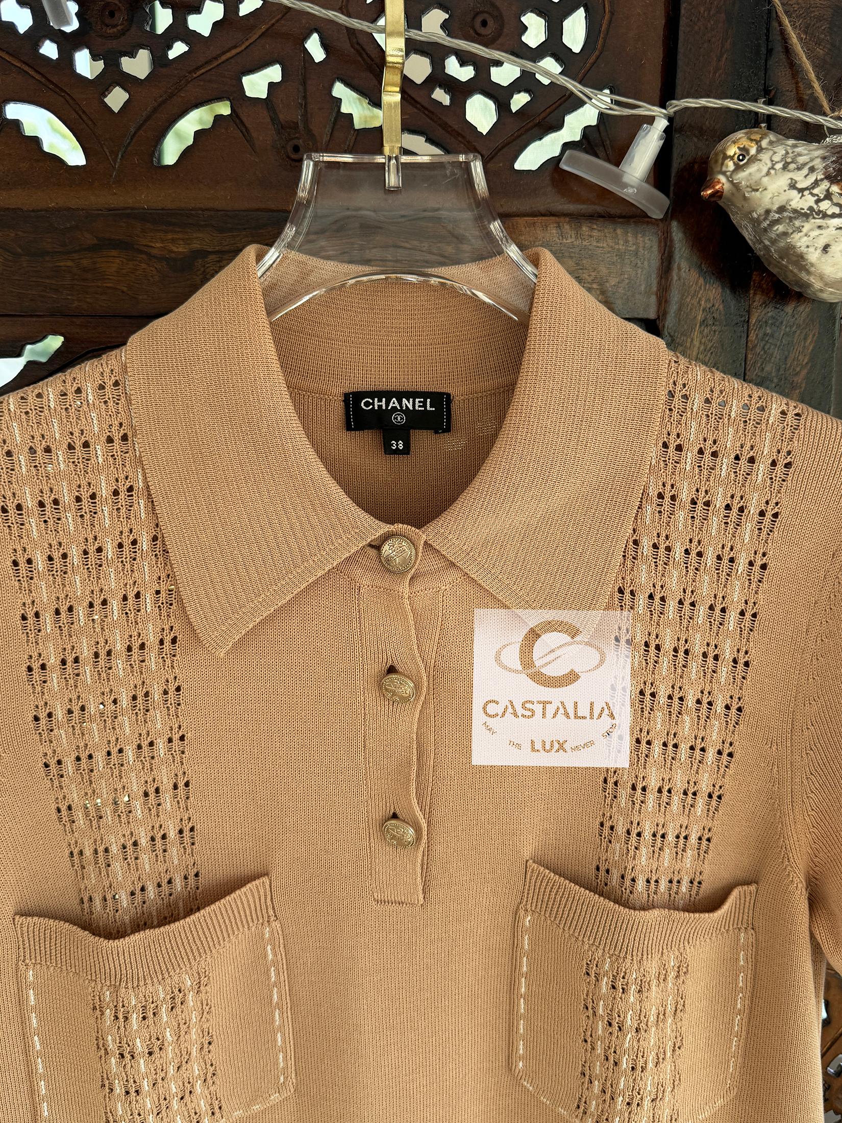 Chanel New Paris / Cuba Beige Belted Dress 38 FR For Sale 1