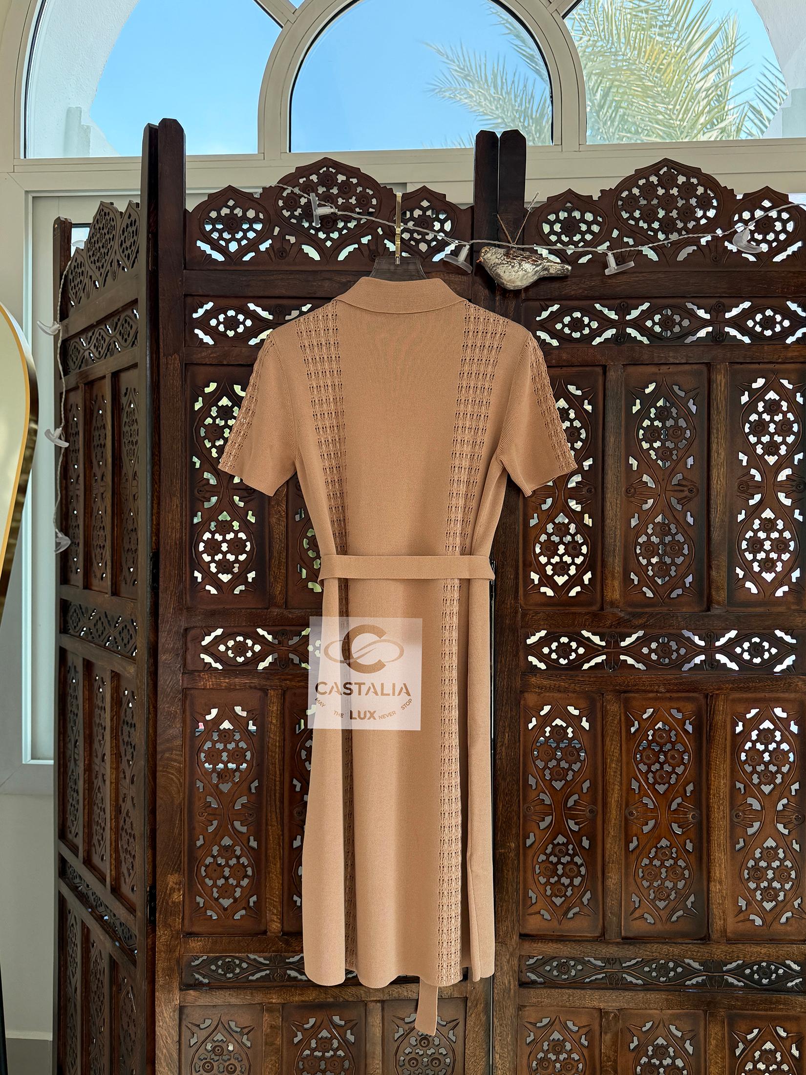 Chanel New Paris / Cuba Beige Belted Dress 38 FR For Sale 3