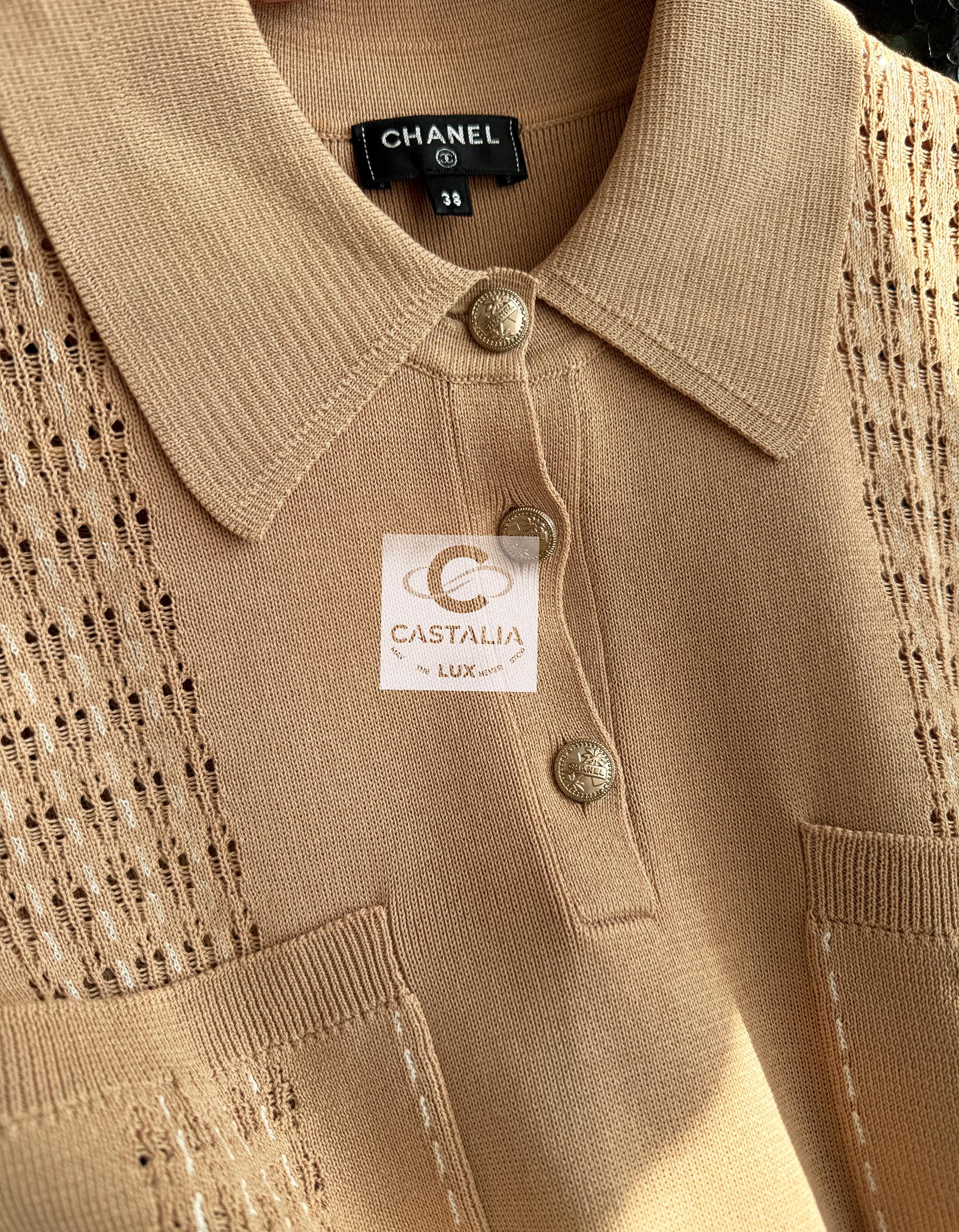Chanel New Paris / Cuba Beige Belted Dress 38 FR For Sale 4
